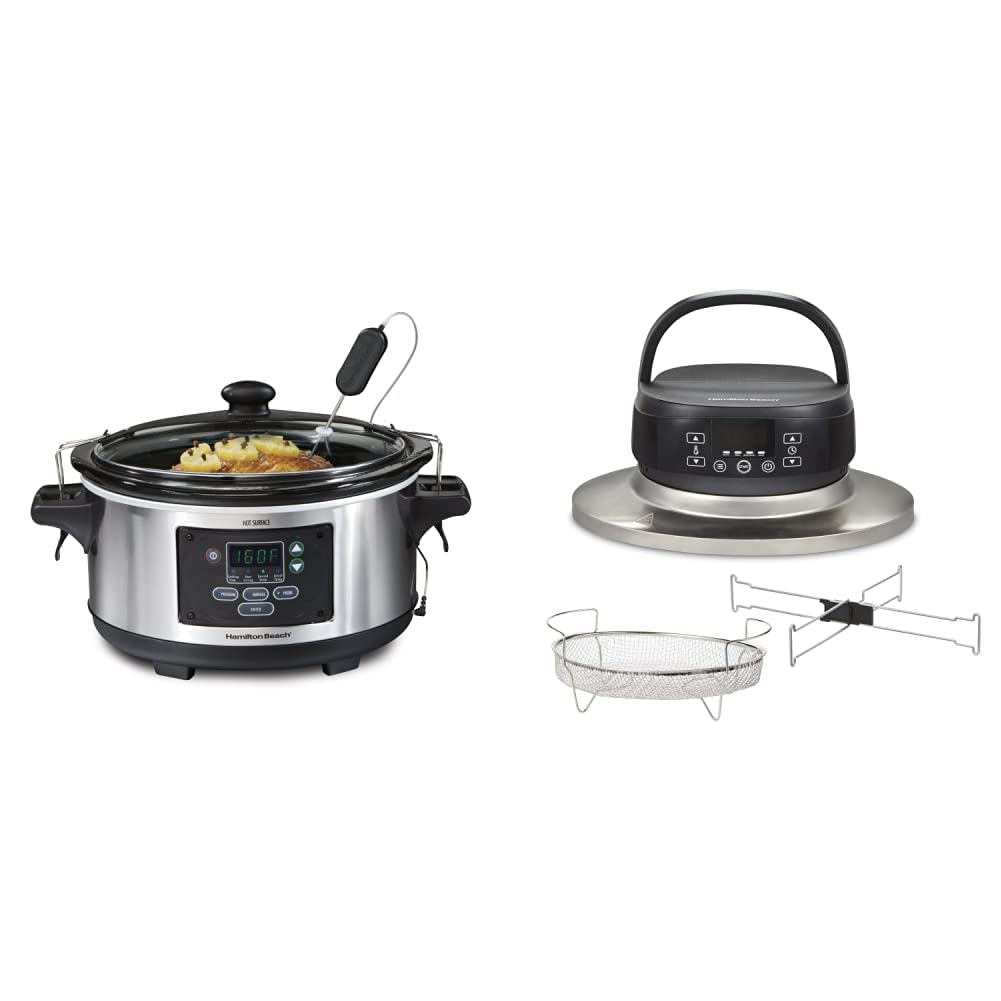 Hamilton Beach 6 Quart Programmable Slow Cooker with Air Fryer Lid - Multi-Cooker for Soups, Stews & Healthy Meals - Perfect for Family Dinners & Meal Prep