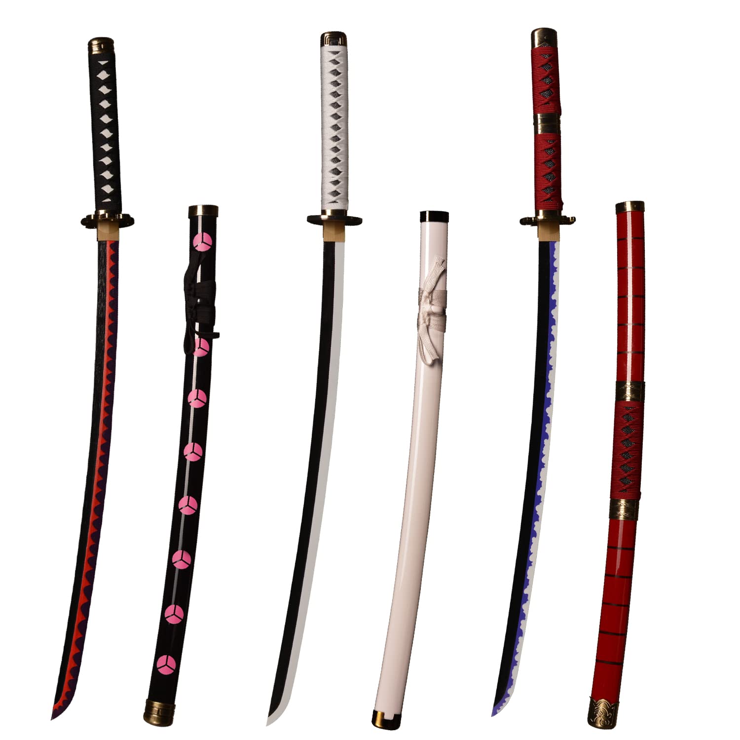 Roronoa Zoro Wooden Sword Set - 3 Piece Anime Cosplay Kit (Kitetsu, Shisui, Wado Ichimonji) - 104cm Replica for One Piece Fans | Perfect for Cosplay, Halloween Costumes & Anime Collectors