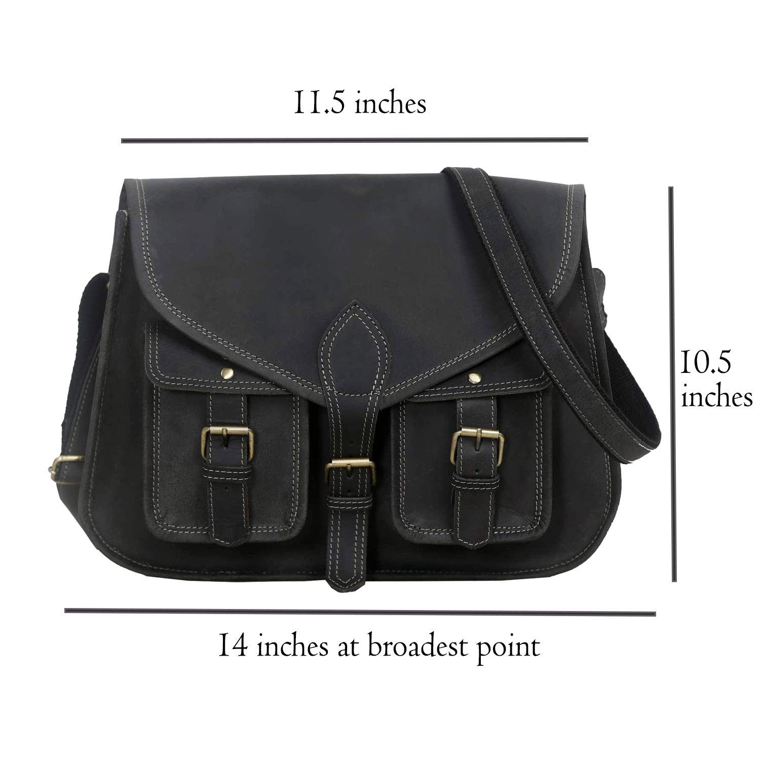 14 Inch Genuine Leather Purse for Women - Stylish Shoulder Bag & Crossbody Satchel - Ladies Tote Handbag for Travel, Work & Everyday Use