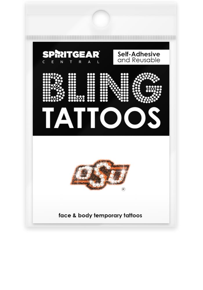 Oklahoma State Cowboys Temporary Tattoos - Glitter Bling Design for Game Day, Parties & Fan Events - 12 Pack