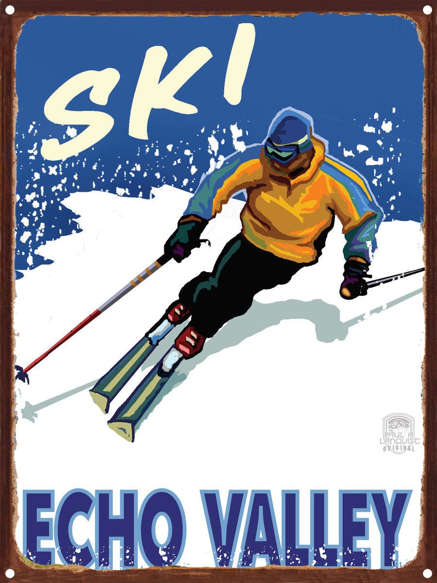 Echo Valley Manson Washington Downhill Skier Rustic Metal Wall Art Print - 9