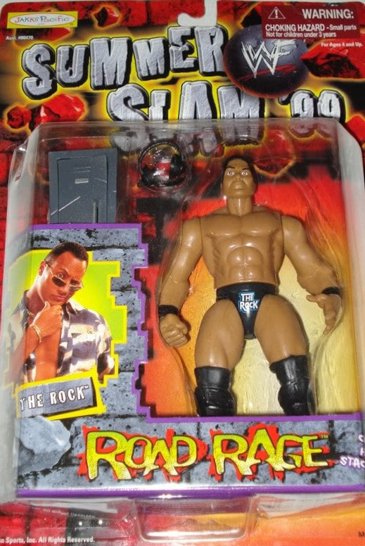 WWF Jakks Pacific SummerSlam '99 Road Rage The Rock Action Figure - 1999 Collectible Wrestling Toy for Fans - Perfect for Display, Play, and Nostalgic Wrestling Memorabilia Collections