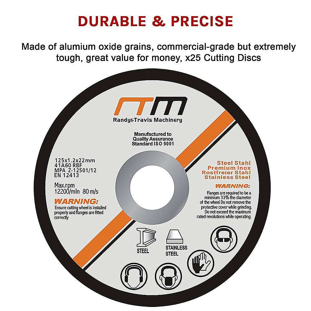 125mm 5-Inch Cutting Disc Wheel for Angle Grinder - 25 Pack - High-Speed Metal & Stainless Steel Cutting - Perfect for DIY Projects, Construction, and Metal Fabrication