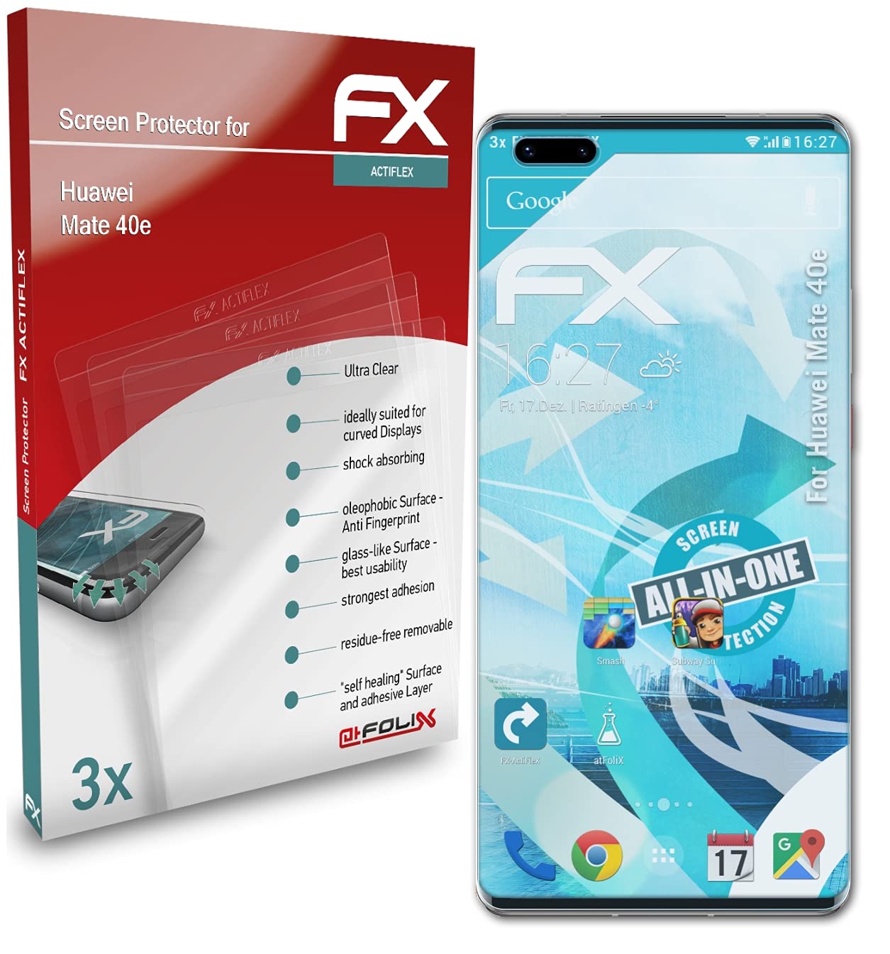 **atFoliX Ultra Clear Flexible Screen Protector for Huawei Mate 40e - 3-Pack, Anti-Scratch & Bubble-Free - Perfect for Work, Travel & Daily Protection**