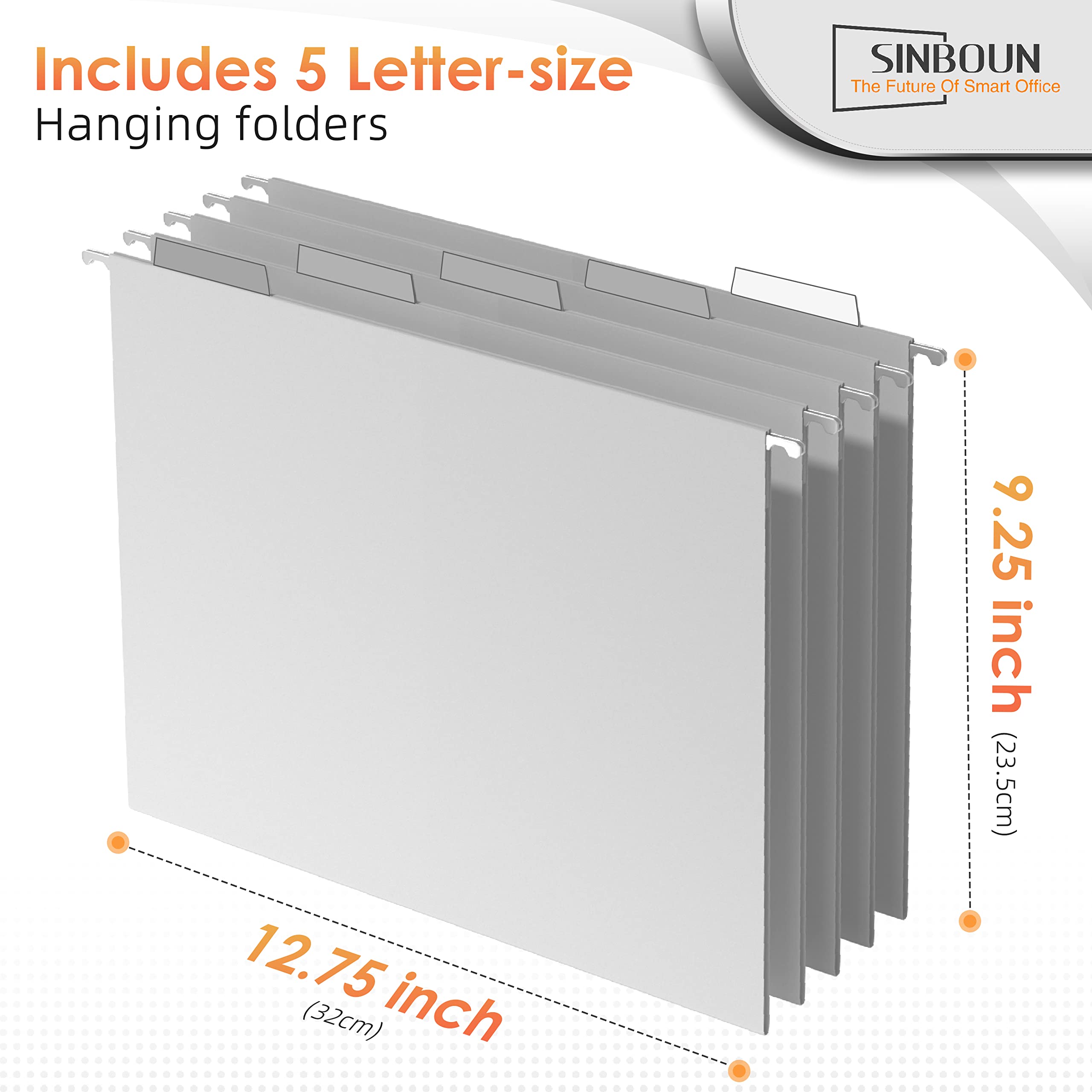 Sinboun Hanging File Organizer - Letter Size Metal Mesh File Holder with 5 Hanging Folders, No Assembly Required - Perfect for Office, Home & School Organization, Document Storage & Magazine Filing