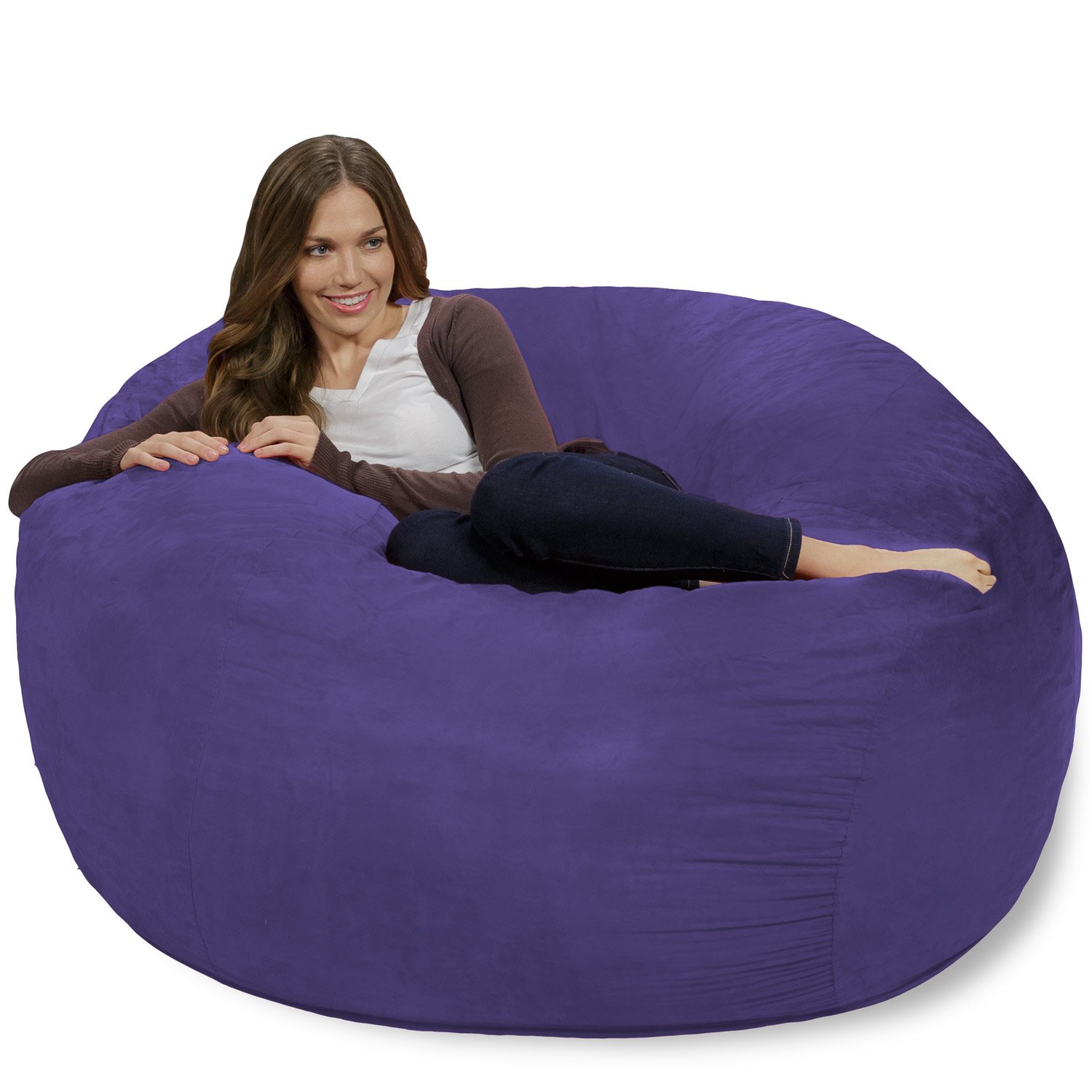 Chill Sack Giant 4' Memory Foam Bean Bag Chair - Ultra Soft Microfiber Cover (Purple) for Living Room, Game Room & Dorm Relaxation
