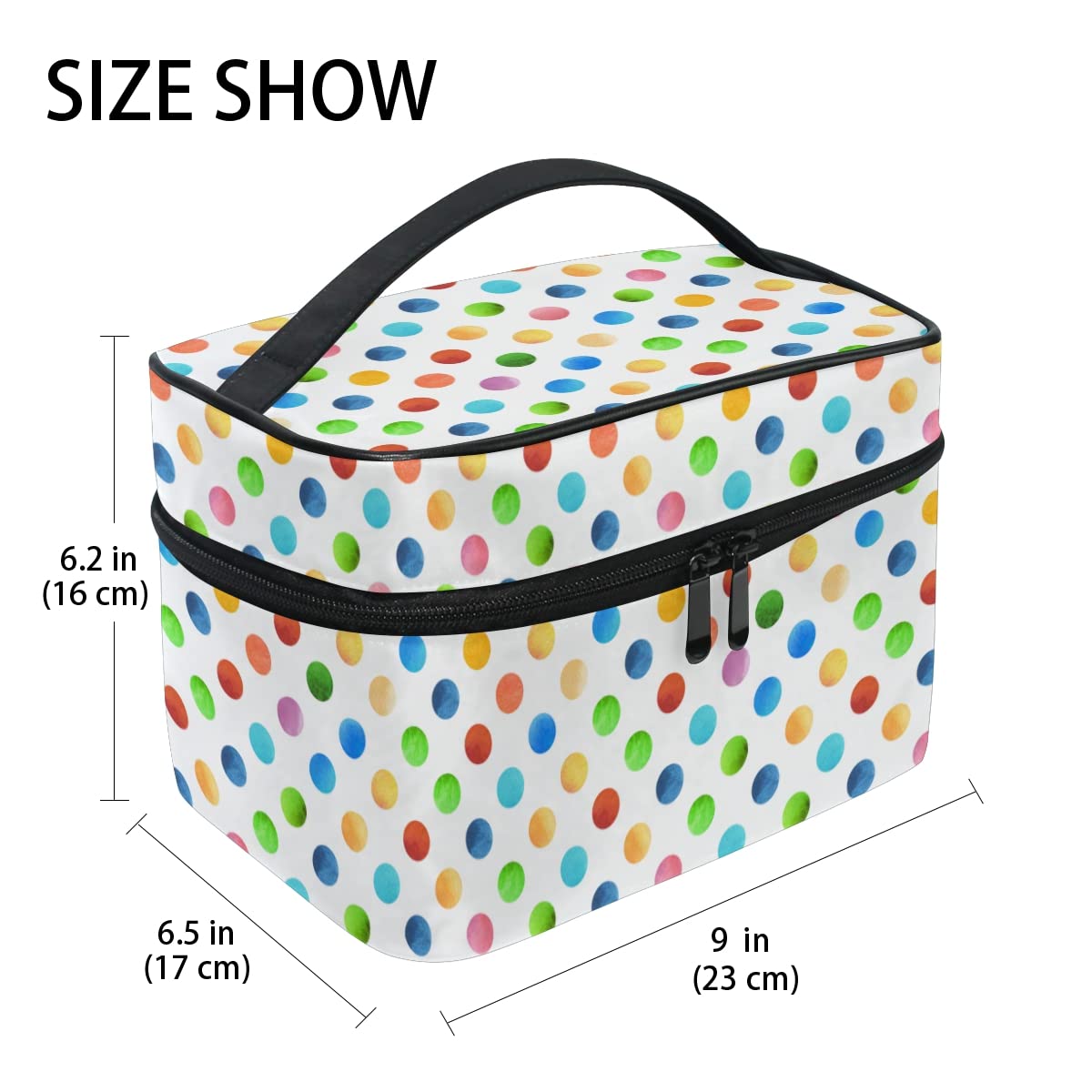Retro Geometric Polka Dot Makeup Bag Travel Cosmetic Organizer Toiletry Pouch for Women Girls - Perfect for Travel, Gym, and Daily Beauty Essentials Storage
