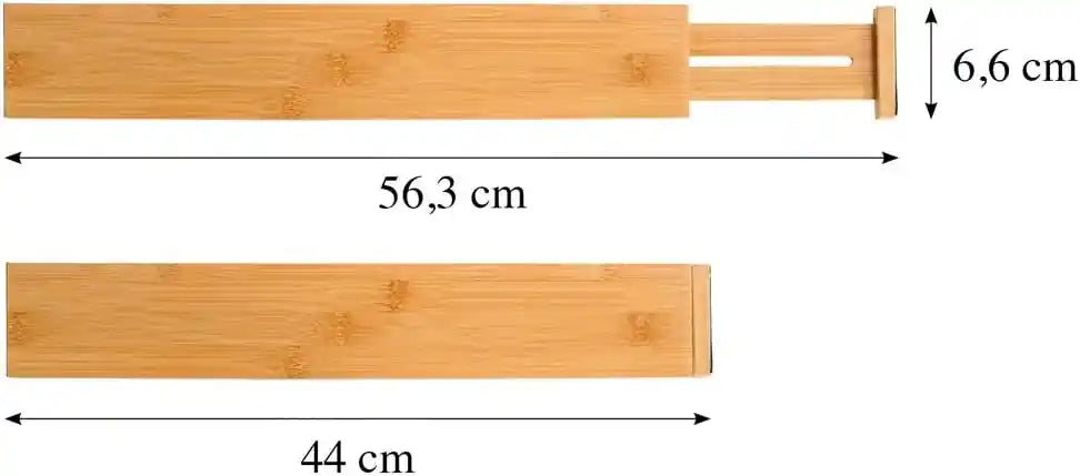 2-Pack Bamboo Drawer Organizers - Adjustable Kitchen & Office Drawer Dividers for Utensils, Makeup, Jewelry & Socks Storage