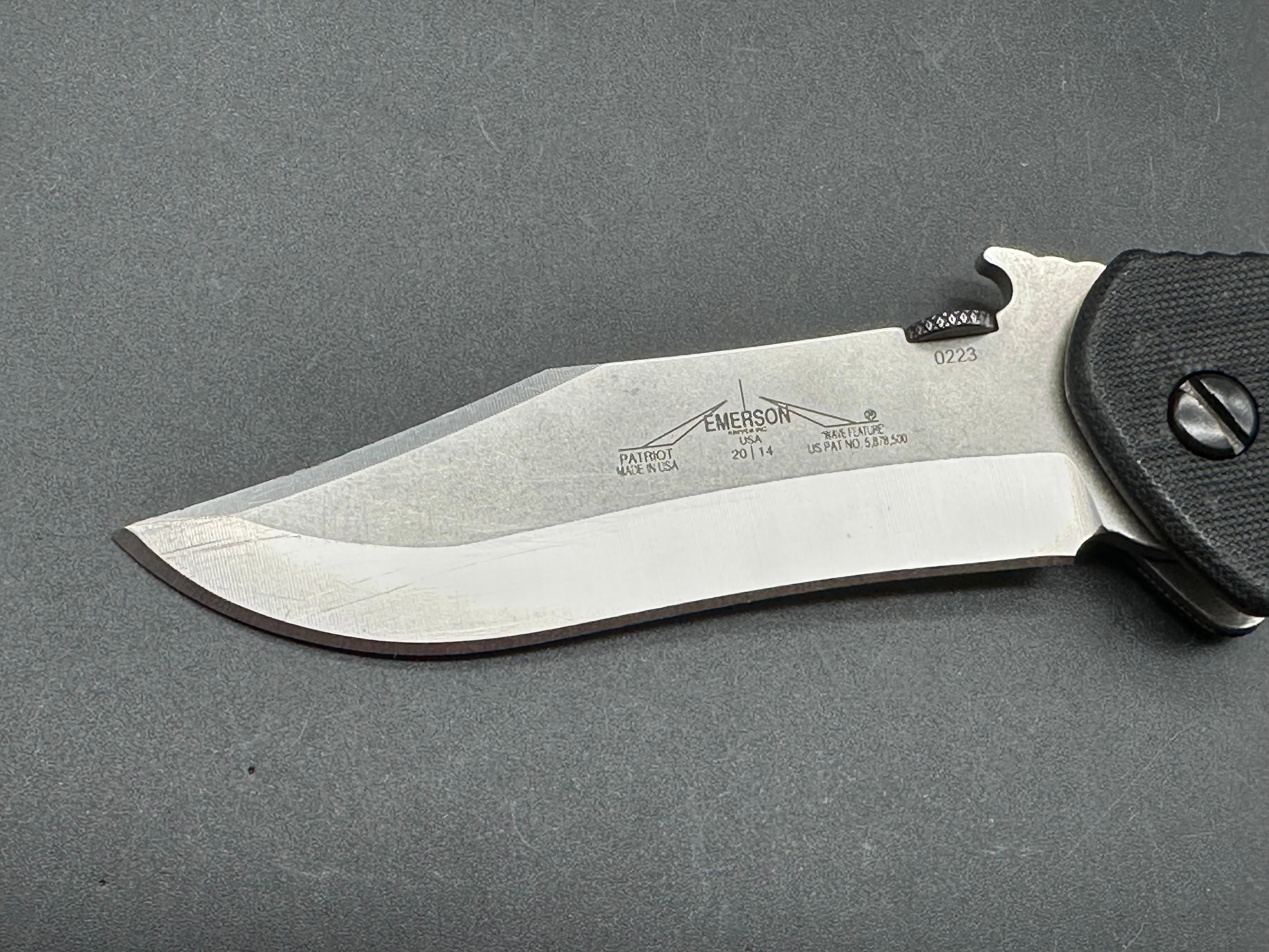 Emerson Patriot Knife - Premium Tactical Folding Knife with Durable Stainless Steel Blade - Serial #223 - Ideal for Camping, Hiking, and Outdoor Survival Gear