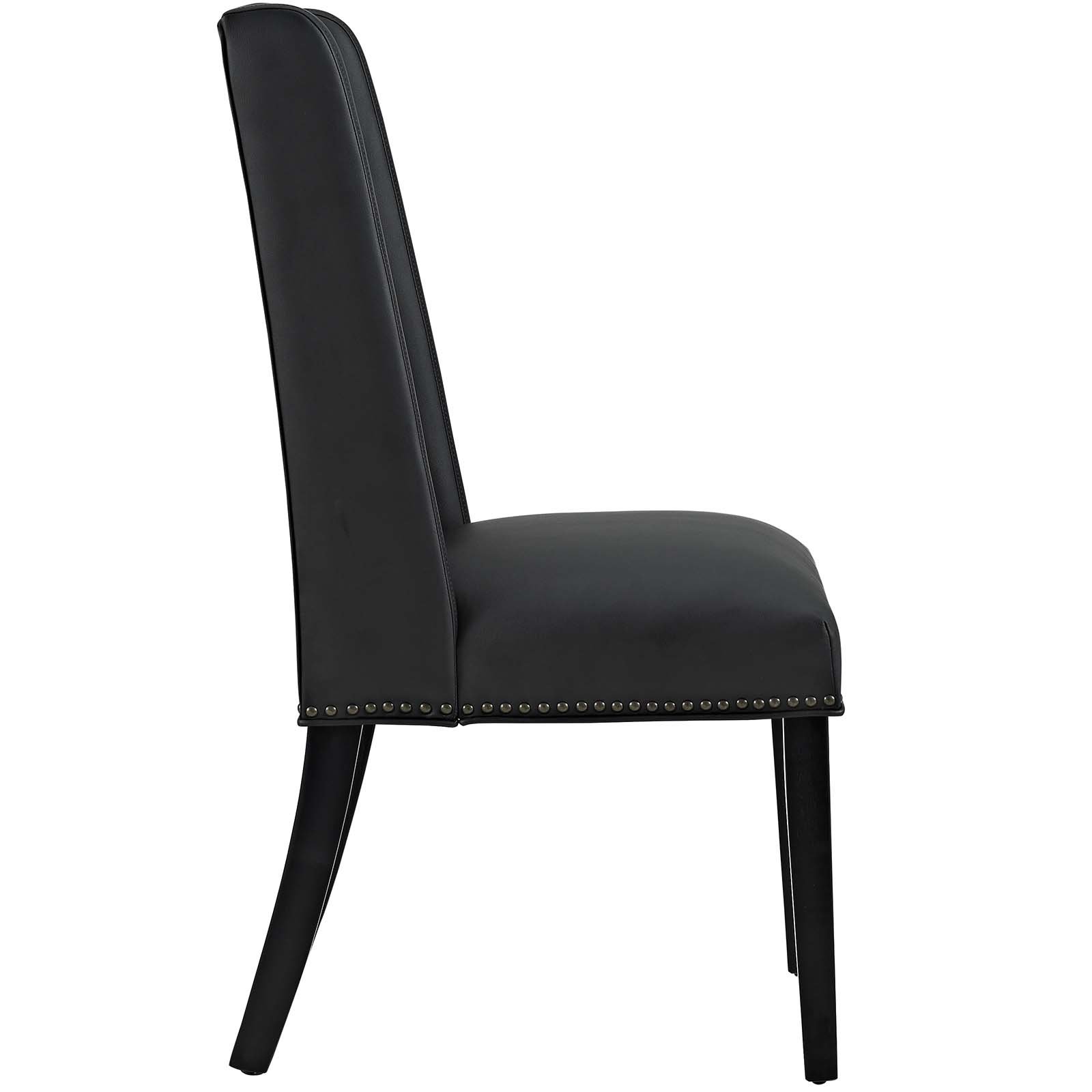 Modway Baron Modern Dining Chair - Tall Back Wood Frame with Faux Leather Upholstery, Black - Perfect for Contemporary Dining Rooms & Kitchen Breakfast Nooks