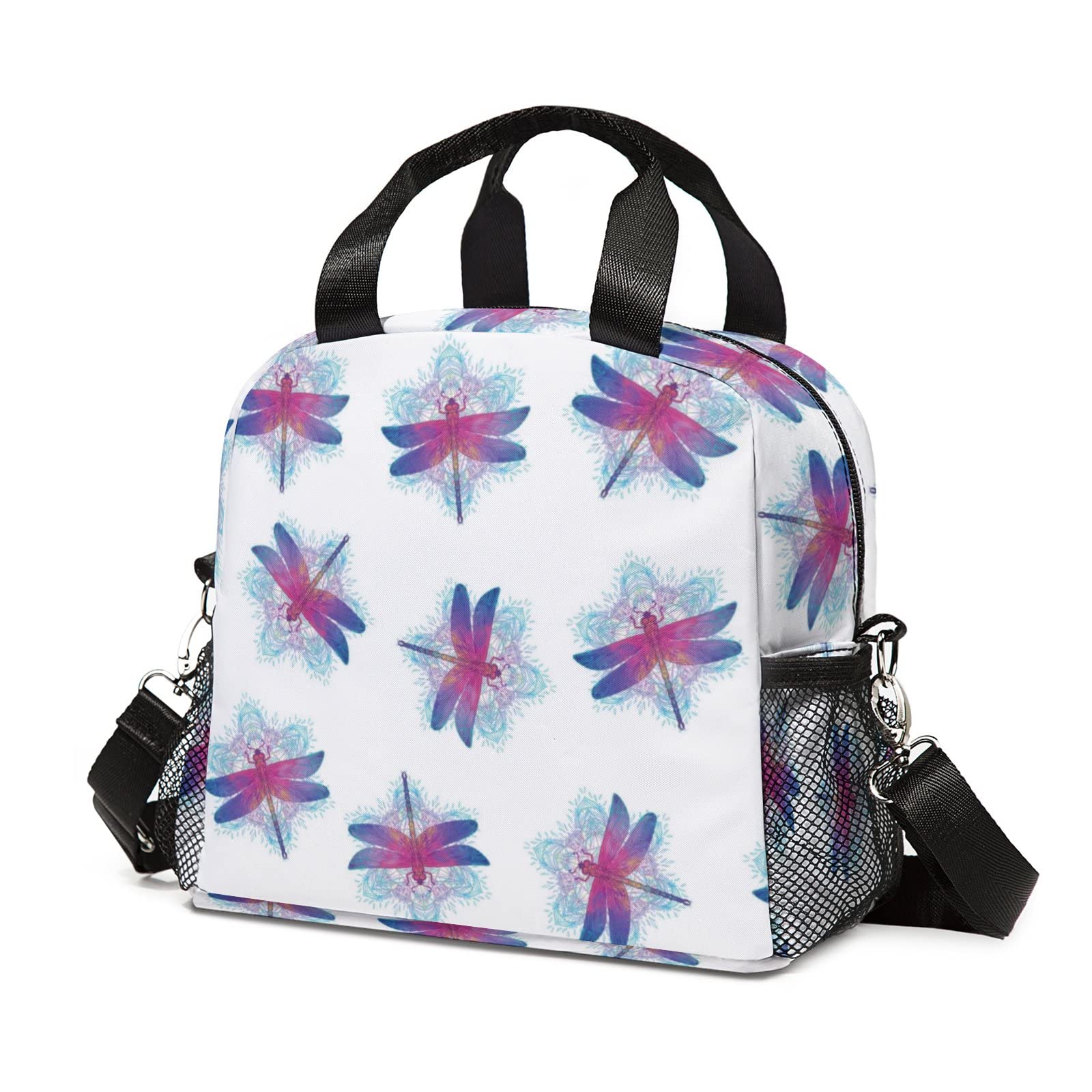 Insulated Dragonfly Lunch Bag for Women - Freezable Cooler Thermal Waterproof Lunch Tote - Perfect for Work, Office, School & Picnics