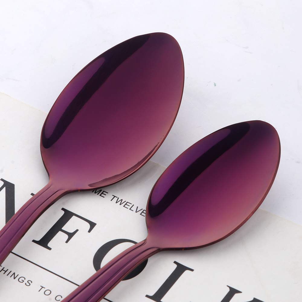 BuyGo 16-Piece Stainless Steel Purple Flatware Set for 4 - Lightweight Dinnerware, Hand-Polished & Dishwasher Safe - Perfect for Everyday Dining, Parties & Gifts