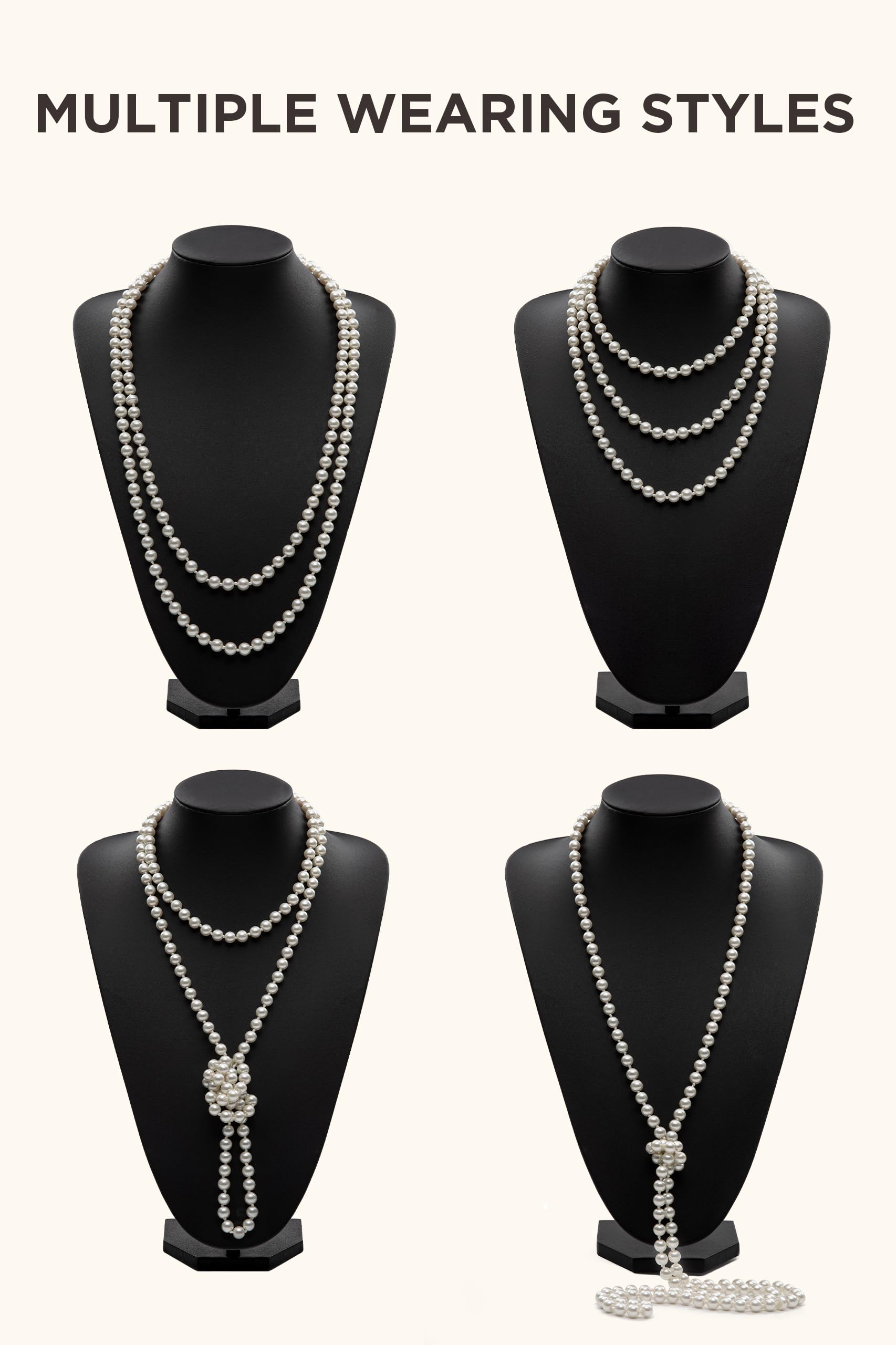 1920s Flapper Headband & Pearl Necklace Set - Great Gatsby Inspired Women's Vintage Accessories for Costume Parties & Themed Events