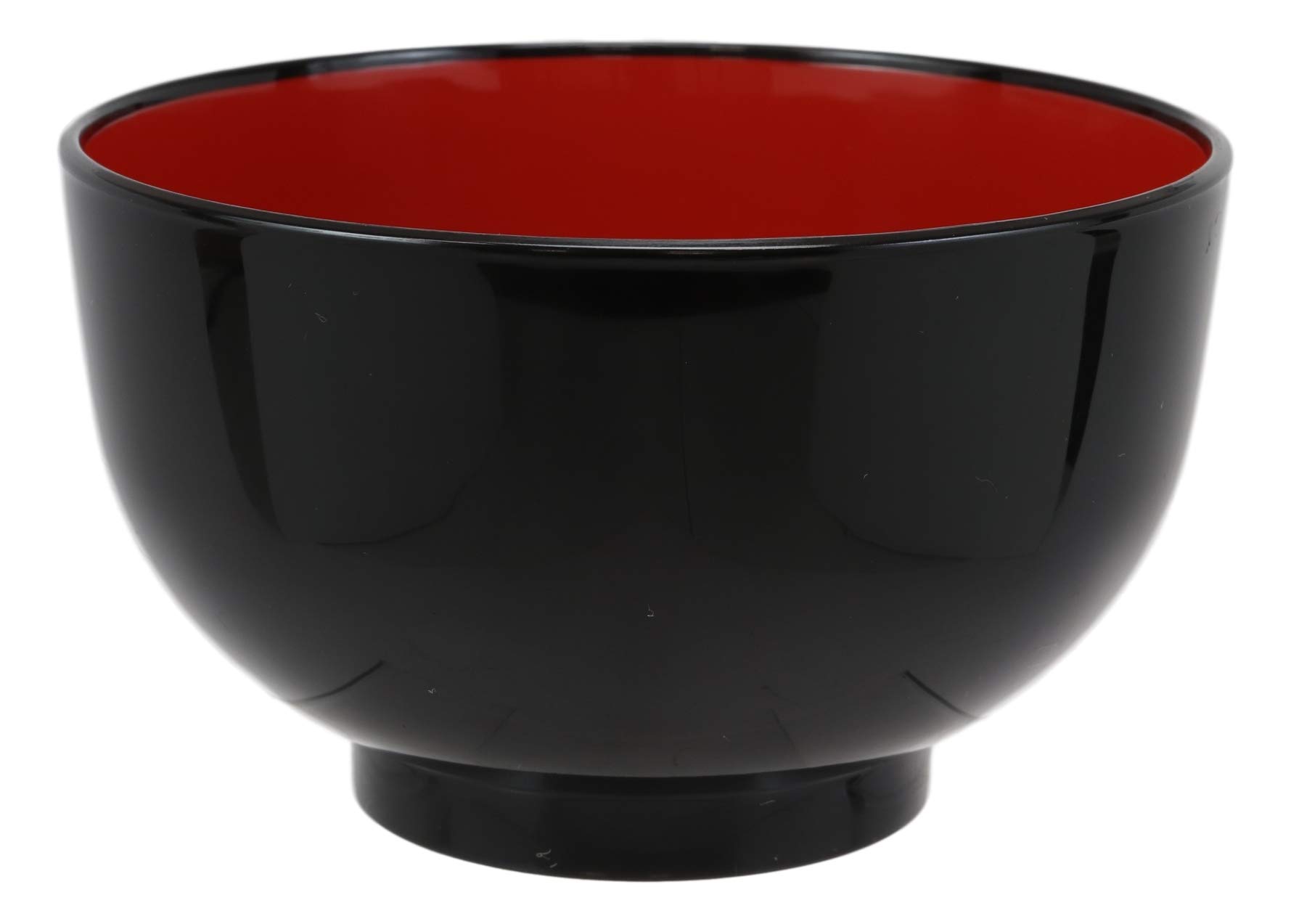 Ebros Japanese Traditional Black & Red Lacquer Copolymer Plastic Small Bowl - 16oz for Salads, Rice, Cold Cuts - 5.5