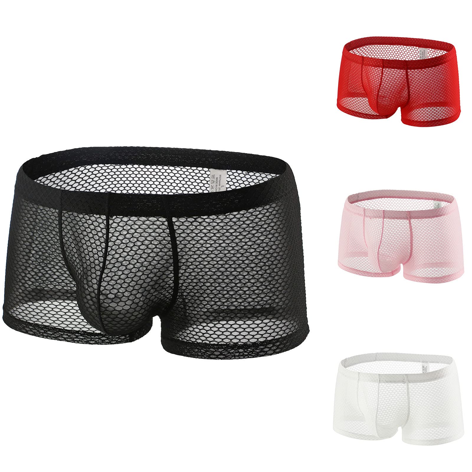 4-Pack Breathable Mesh Boxer Briefs for Men - Comfortable Sexy Underwear with Stretch Fit - Perfect for Daily Wear, Gym & Intimate Moments