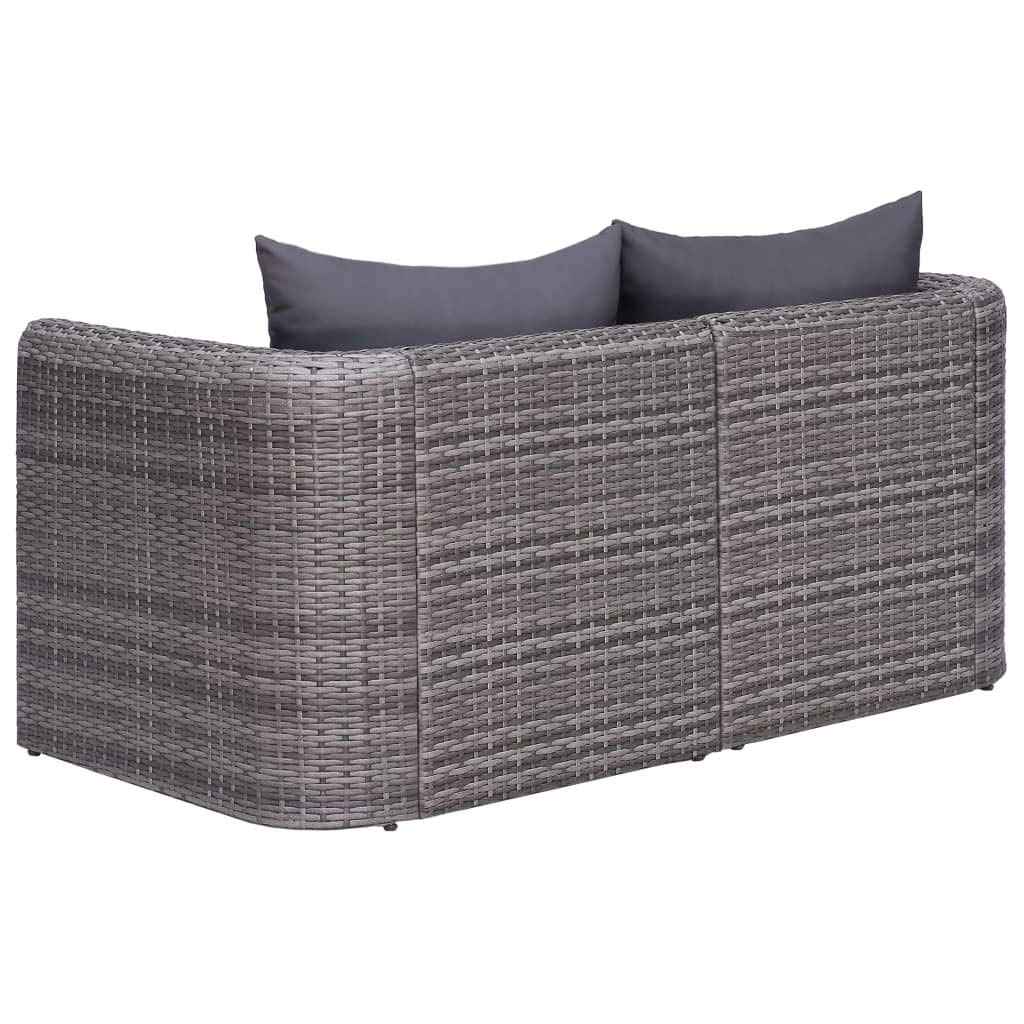 vidaXL 2-Piece Patio Corner Sofa Set - Outdoor Furniture with Gray Poly Rattan, Comfortable Cushions & Removable Covers - Easy Assembly for Patio, Backyard & Garden - Perfect for Outdoor Relaxation & Entertaining