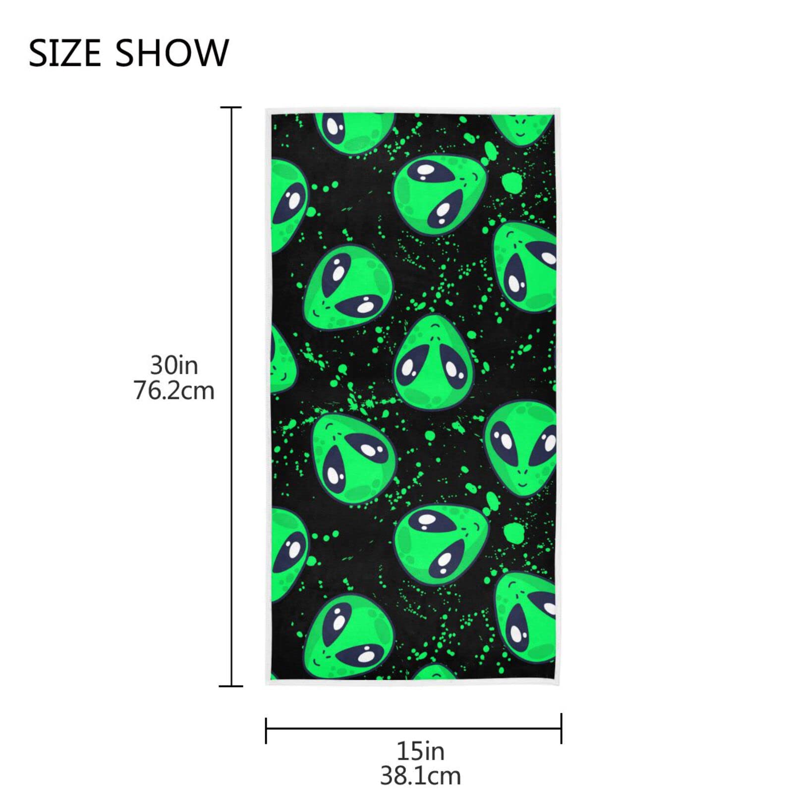 Pfrewn Alien Green Doodle Hand Towels - Super Soft & Highly Absorbent Bath & Kitchen Towels (16x30 inches) - Perfect for Bathroom, Guest Room & Kitchen Decor - Great as Dish Towels, Hand Towels & Home Decorative Accents