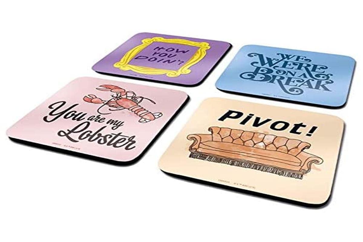 Friends TV Show Set of 4 Cork Coasters with Inspirational Quotes - Perfect for Coffee Tables, Home Decor & Fan Gifts