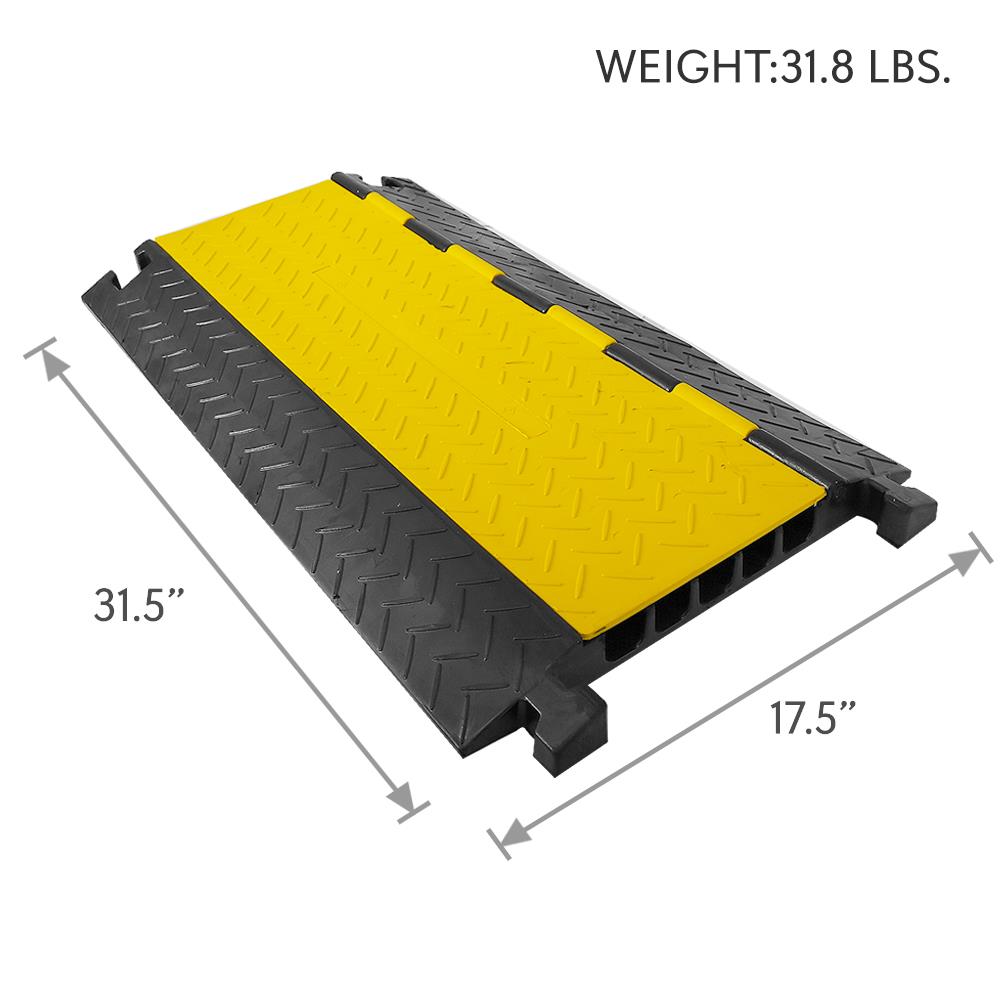 5 Channel Cable Cover Ramp Safety Track - Heavy Duty Cord Protector for Wires, Cables & Hoses - Ideal for Home, Office, Warehouse & Outdoor Use