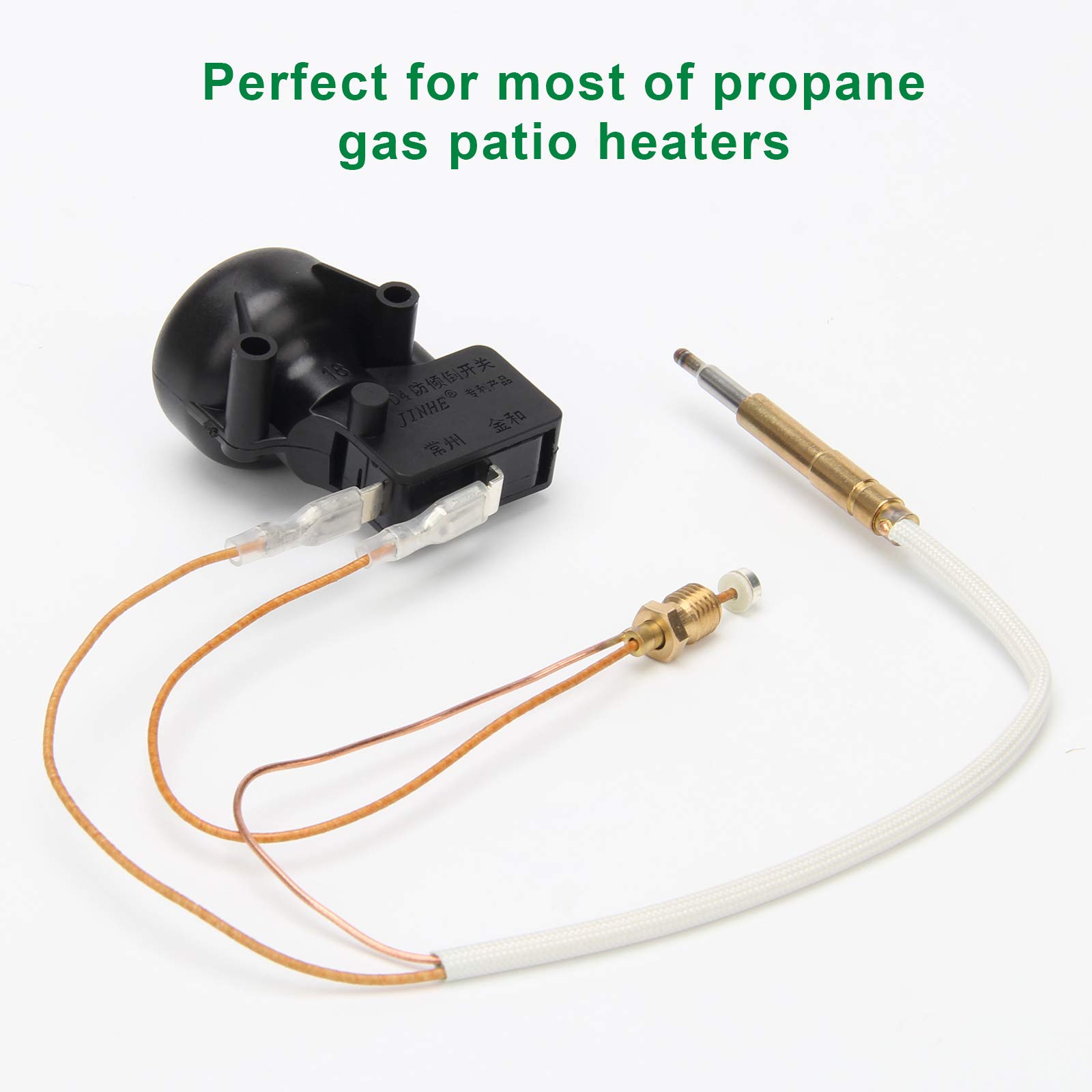Coolrunner Gas Patio Heater Replacement Parts - M8 x1 Thermocouple & FD4 Dump Switch for Propane Outdoor Heaters - Safety Repair Kit for Backyard, Deck, and Restaurant Patio Heating
