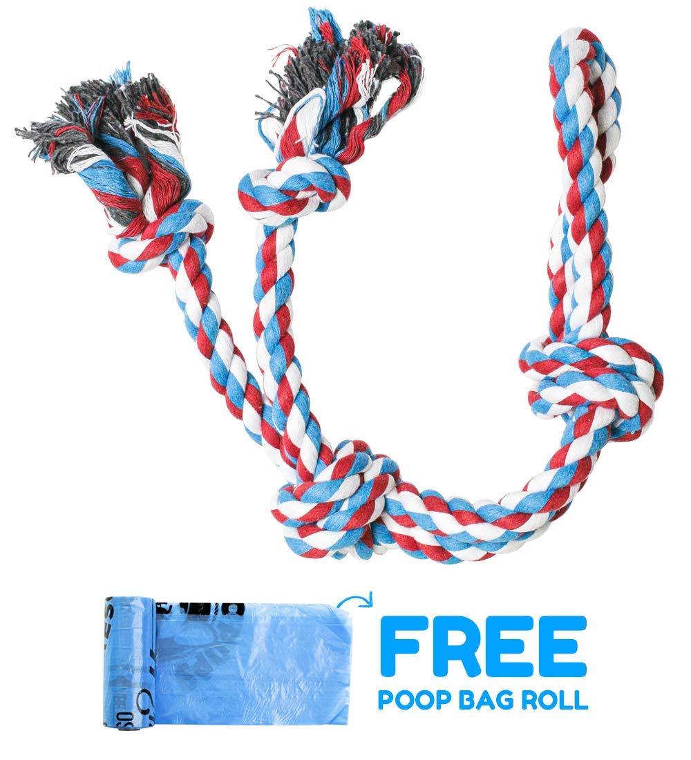 XL Nearly Indestructible Dog Rope Toy for Aggressive Chewers - Tough Tug of War Dog Toy for Large Dogs - Supports Non-Profit Dog Rescue - Perfect for Outdoor Play and Indoor Training, Red