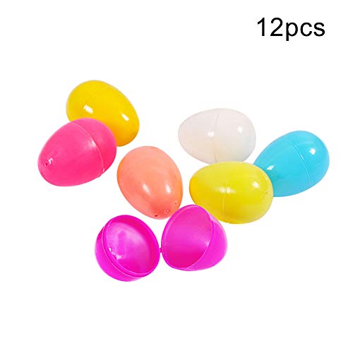 12/24Pcs Solid Color Easter Plastic Eggs with Toy Fillers - DIY Easter Egg Decorations, Party Favors & Kids Toys for Boys and Girls - Perfect for Easter Egg Hunts, Classroom Activities & Holiday Crafts