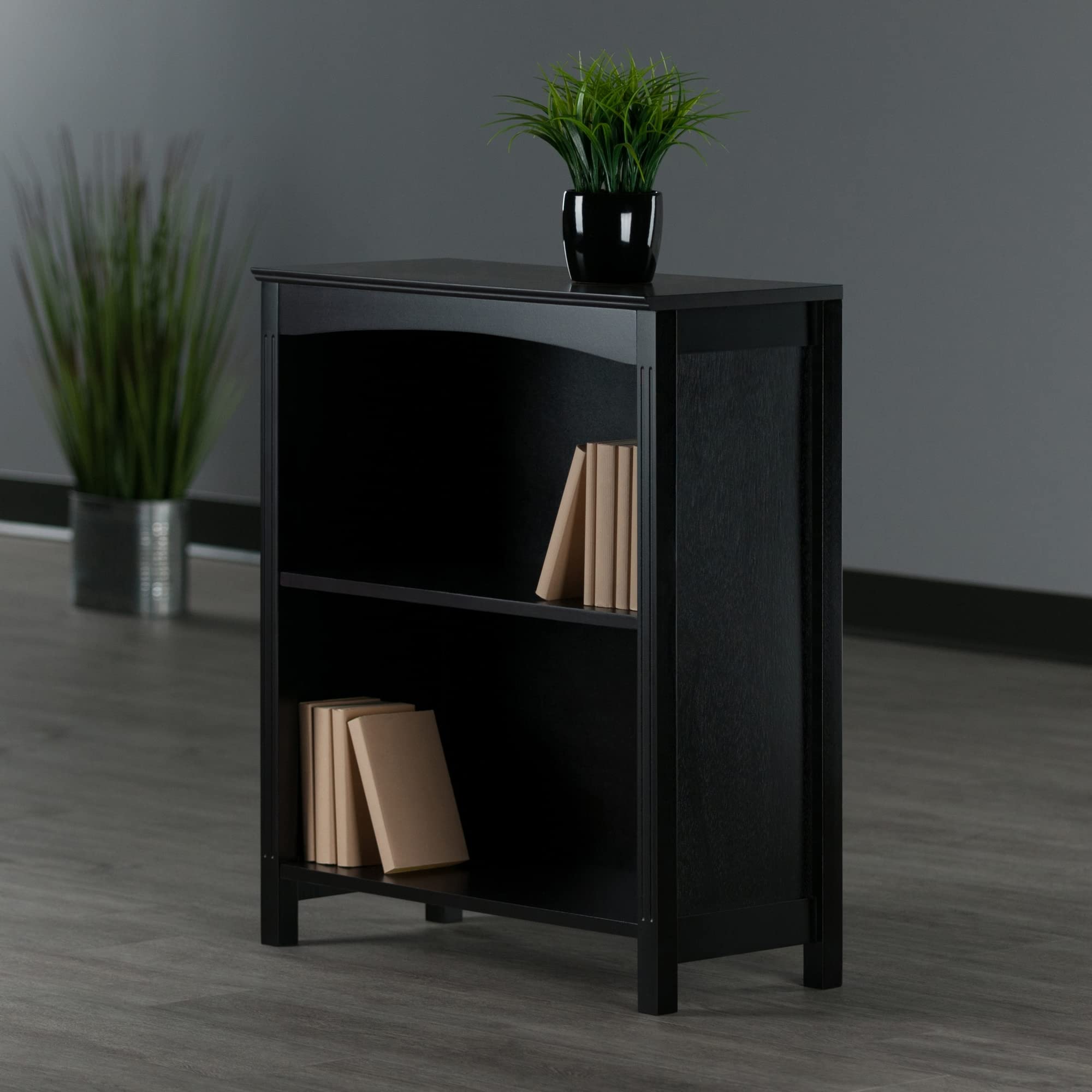Winsome 26-Inch Wide 3-Tier Storage Shelf - Solid/Composite Wood - Espresso Finish - Space-Saving Organizer for Living Room, Bedroom, or Office (Model 92327)