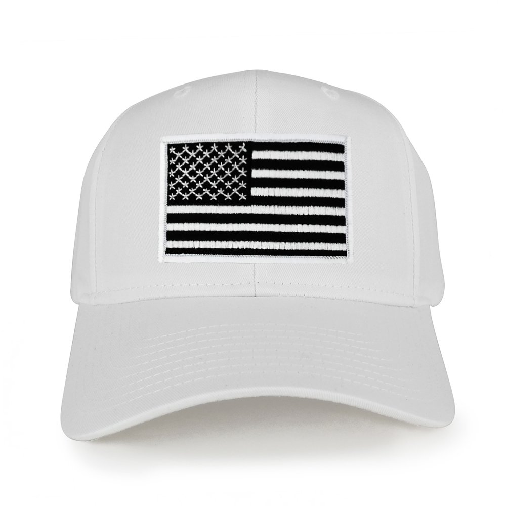 USA Flag Embroidered Snapback Cap - White for Patriotic Outfits