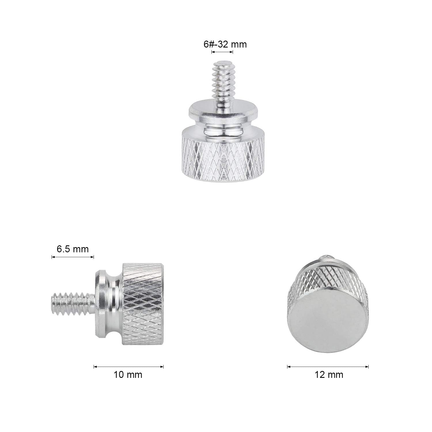 10Pcs Computer PC Case 6-32 Fully Threaded Knurled Thumb Screws - Silver Metal Case Screws for PC Build, Server Rack & Electronics Repair - Easy Grip & Tool-Free Installation
