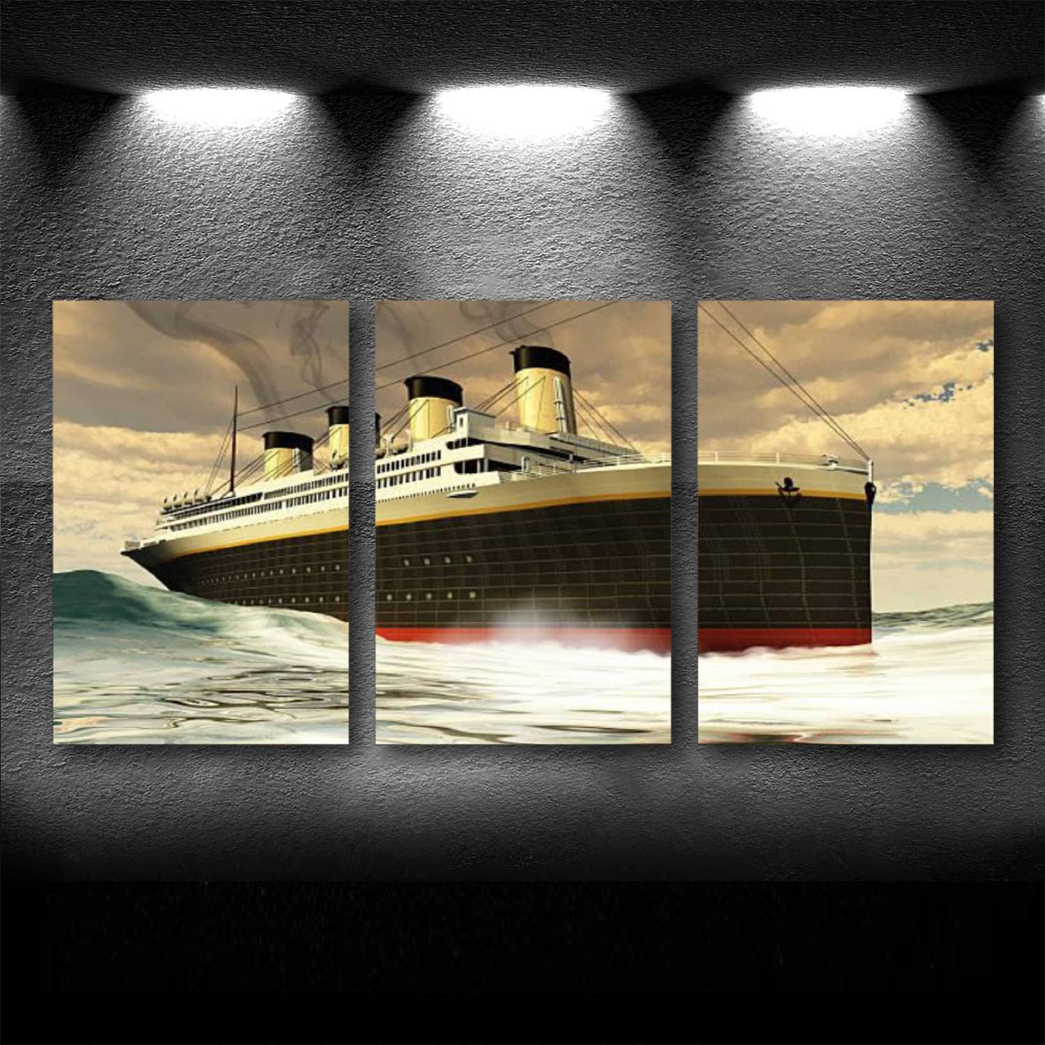 Large 36x72 Inches Modern Steamer Ship Canvas Wall Art - Ocean Waters Gallery Wrapped Framed Painting Poster Print - Ready to Hang Living Room Home Decor | Perfect for Coastal, Nautical & Office Wall Decor