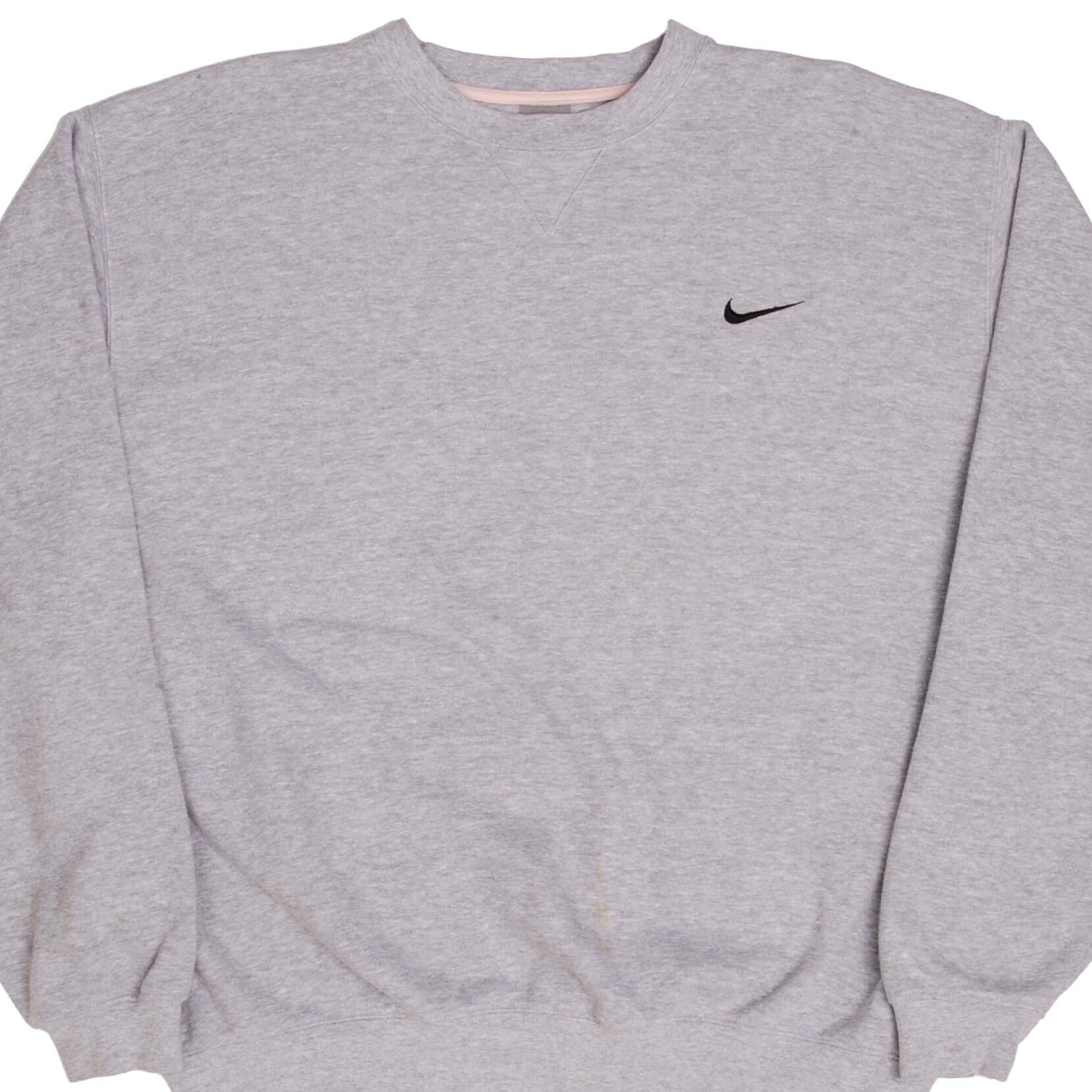 Vintage Classic Nike Swoosh Grey Heavyweight Sweatshirt 2000s XL - Retro Streetwear for Men & Women - Perfect for Casual Wear, Gym, and Outdoor Activities