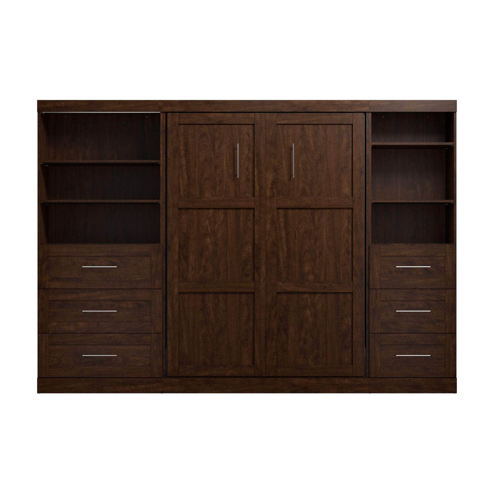 Pur Full Murphy Wall Bed with 2 Storage Units & Drawers (120 Inch) - 5 Color Options | Space-Saving Wall Bed for Small Apartments & Guest Rooms