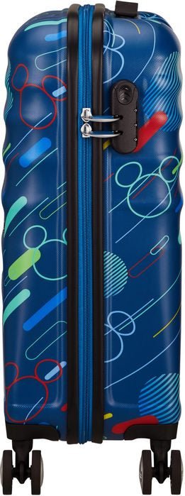 American Tourister Disney Wavebreaker Carry On Spinner Luggage - Mickey Future Pop Design, Lightweight Hardshell Suitcase for Travel, Business Trips & Family Vacations