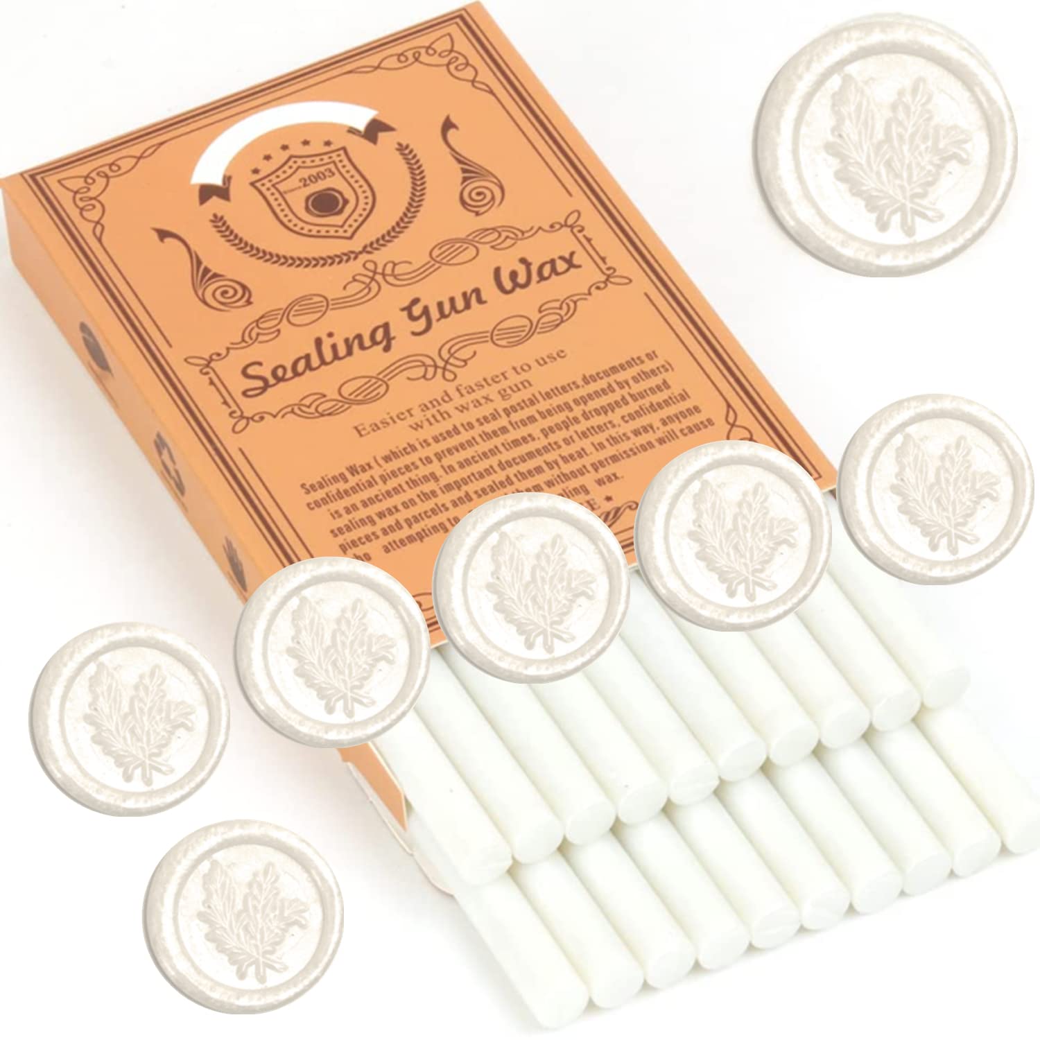ONWINPOR 20pcs Pearl White Wax Seal Sticks - 0.28