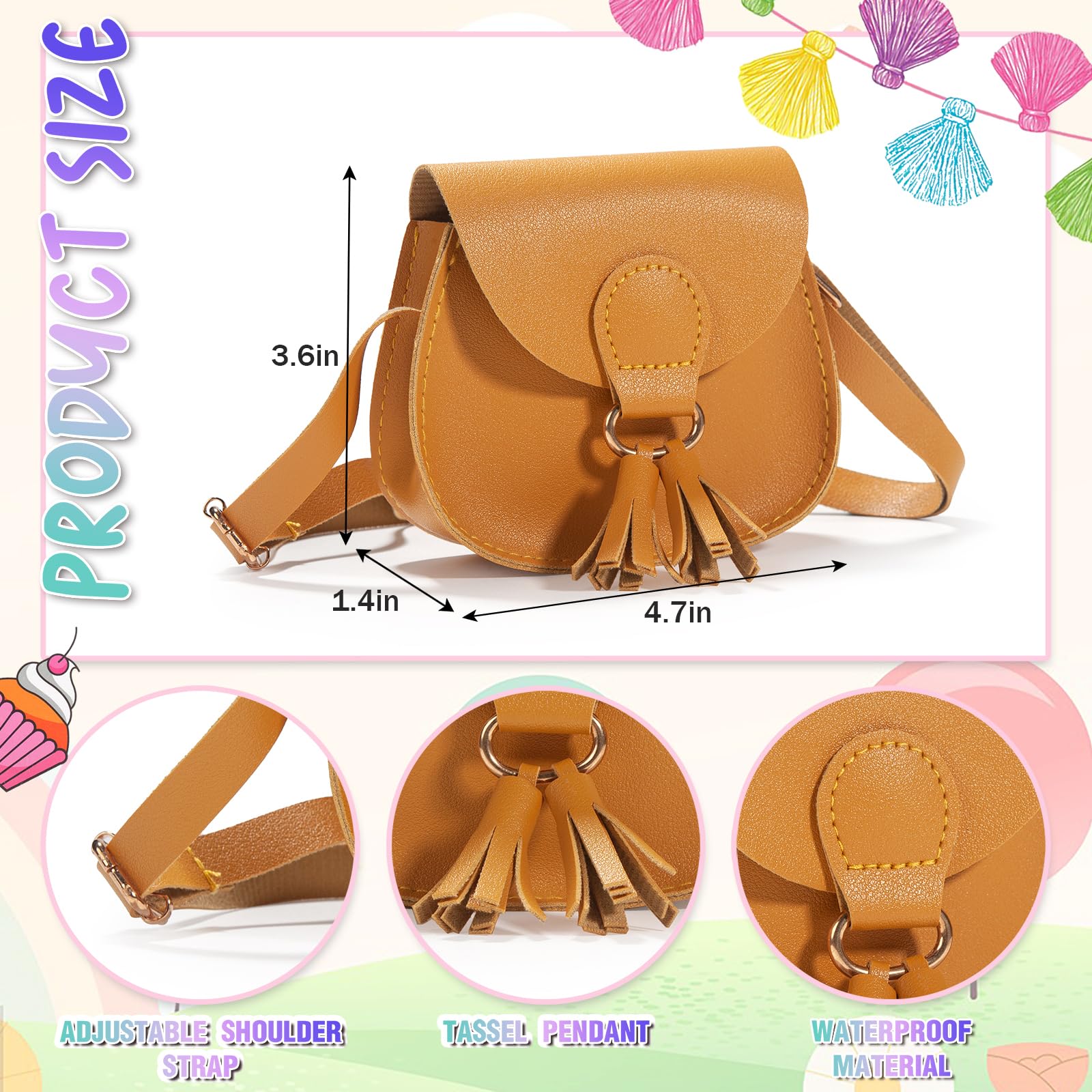 **Girls Crossbody Purse for Kids Age 2-14 | Adjustable Shoulder Bag with Tassel | Cute Toddler Handbag for School, Travel & Playdates**