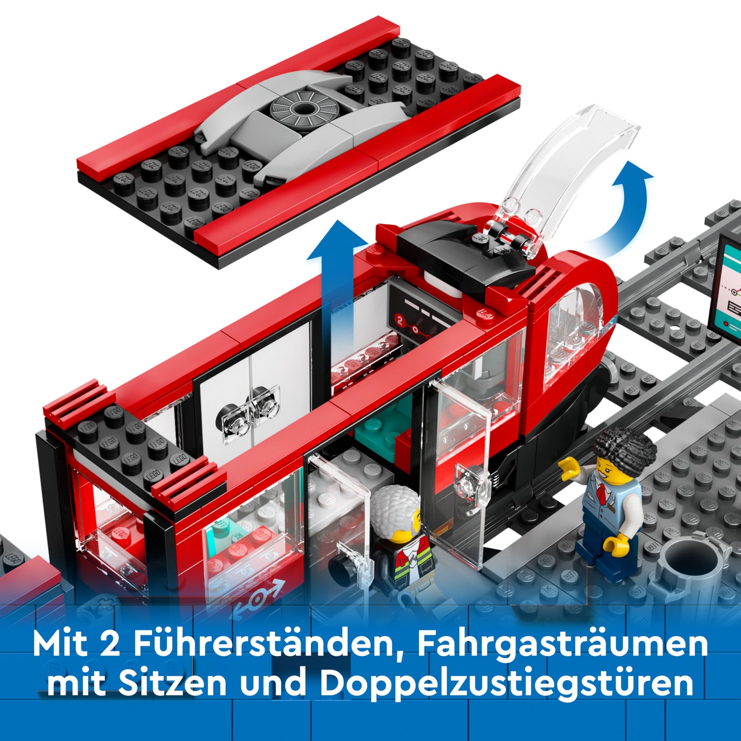 LEGO City Tramway with Stop (60423) - LEGO Tram Set with Rail Extension (60205) | 2024 New LEGO City Train Station & Tracks | Perfect for Kids' Creative Play & City Layout Scenes