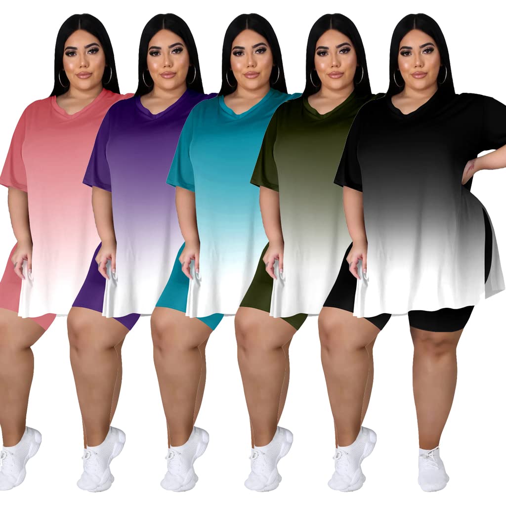 Plus Size Women's 2-Piece Loungewear Set - Oversized T-Shirt & Shorts Comfy Summer Sweatsuit | Casual Outfit for Home, Travel & Relaxation