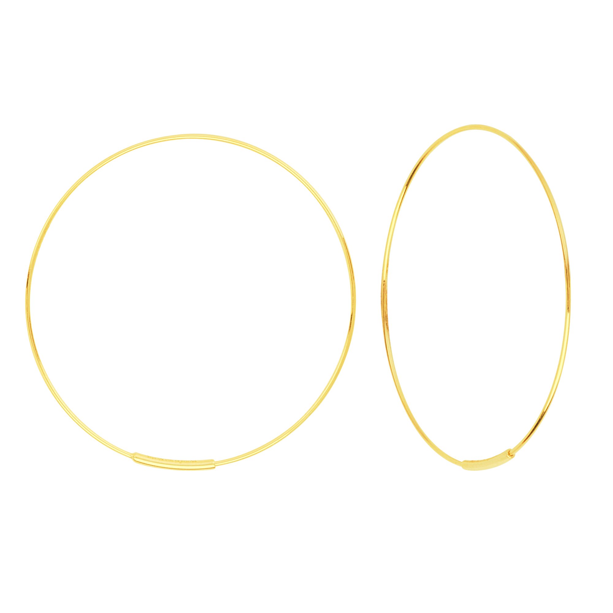 14K Yellow Gold Wire Hoop Earrings 40mm - Classic Dainty Everyday Hoops for Women | Perfect for Work, Date Night & Special Occasions