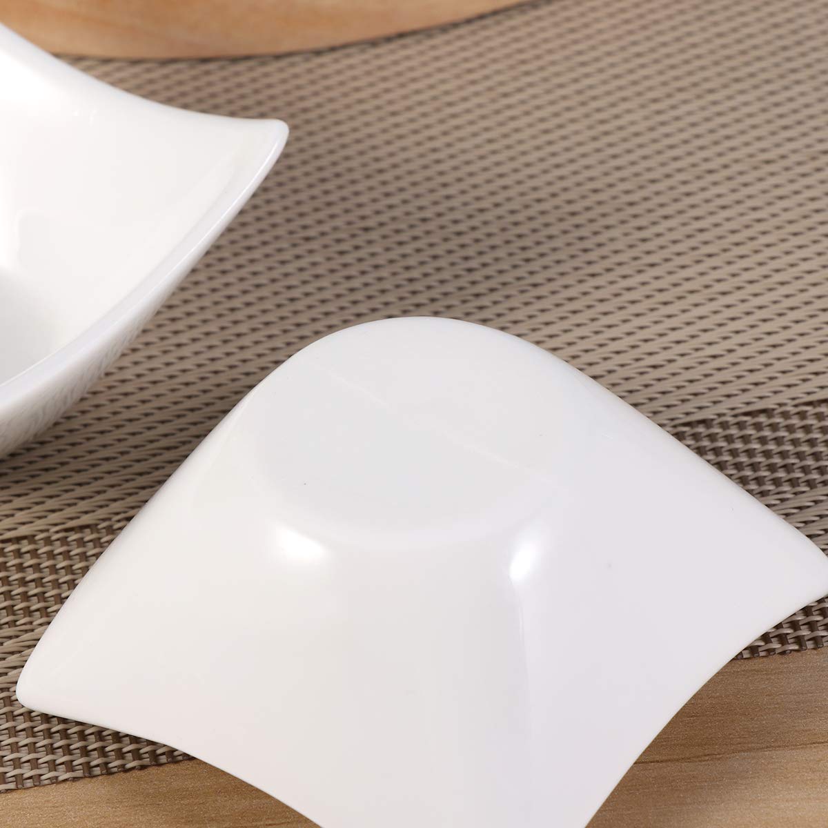 DOITOOL 2-Piece Ceramic Snack Bowls with 4 Corners - Perfect for Dips, Sauces, Nuts & Small Snacks - Ideal for Parties, Charcuterie Boards & Entertaining