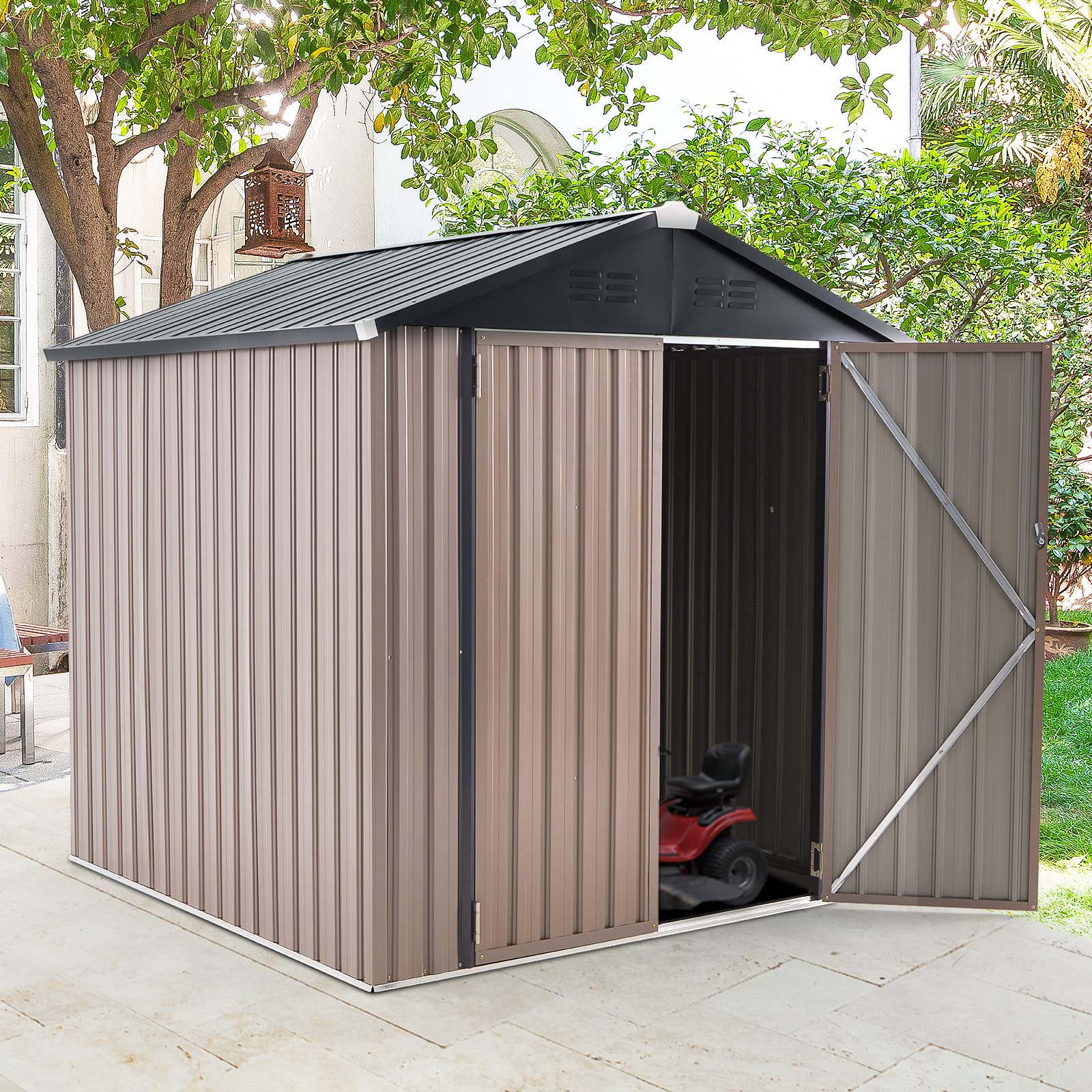 U-MAX 6x6 Galvanized Metal Storage Shed Kit - Durable Outdoor Utility Shed for Backyard, Garden, Patio & Lawn | Weather-Resistant Small Outdoor Storage Solution for Tools, Equipment & Seasonal Items