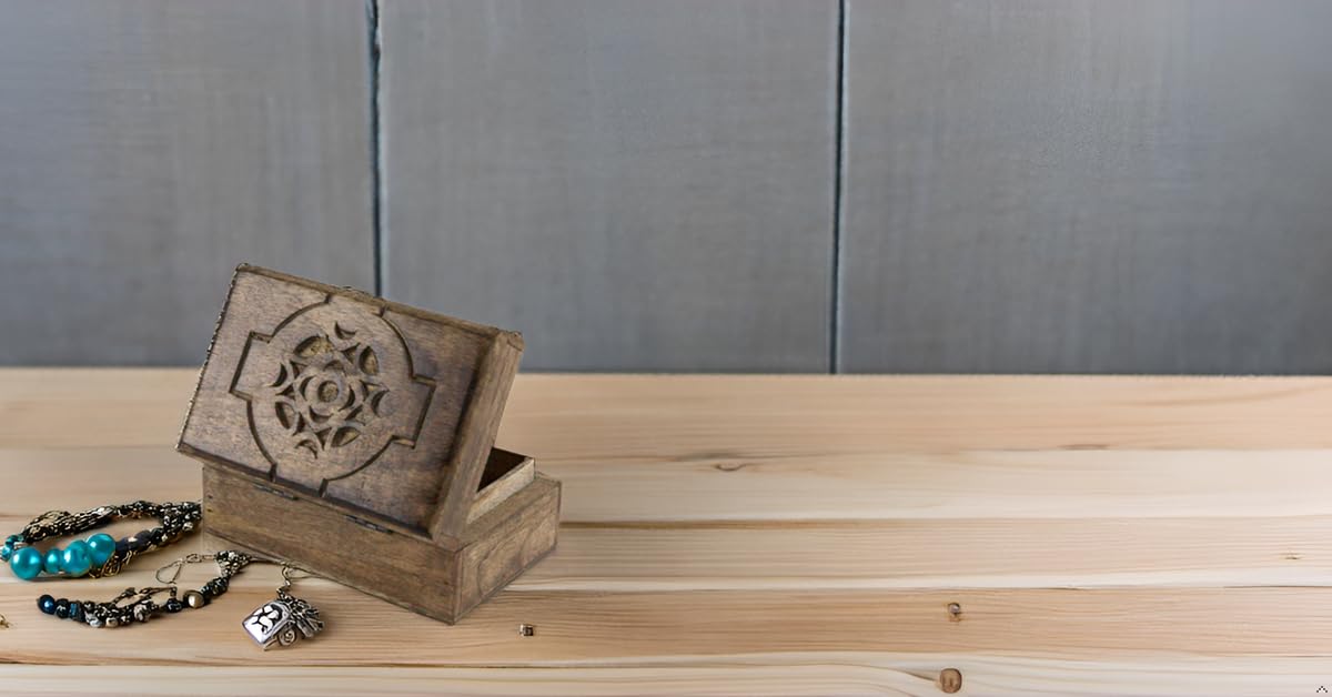 Handmade Wooden Jewelry Box - 6 x 4 Inch Decorative Keepsake Box with Lock, Perfect for Jewelry Organizer, Watch Storage & Gift Giving - Ideal for Birthday, Anniversary, Wedding & Home Decor