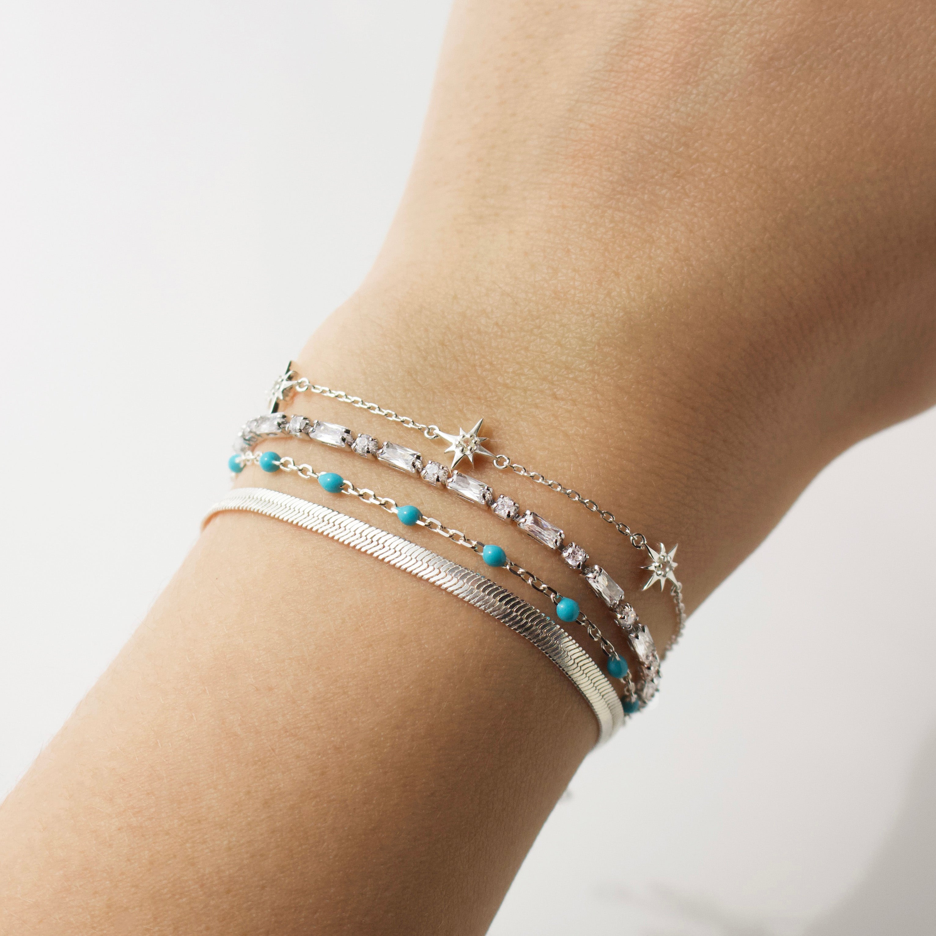 Celestial Dainty White Topaz Star Bracelet for Women - Elegant Sterling Silver Adjustable Charm Bracelet - Perfect for Birthday, Anniversary & Everyday Wear