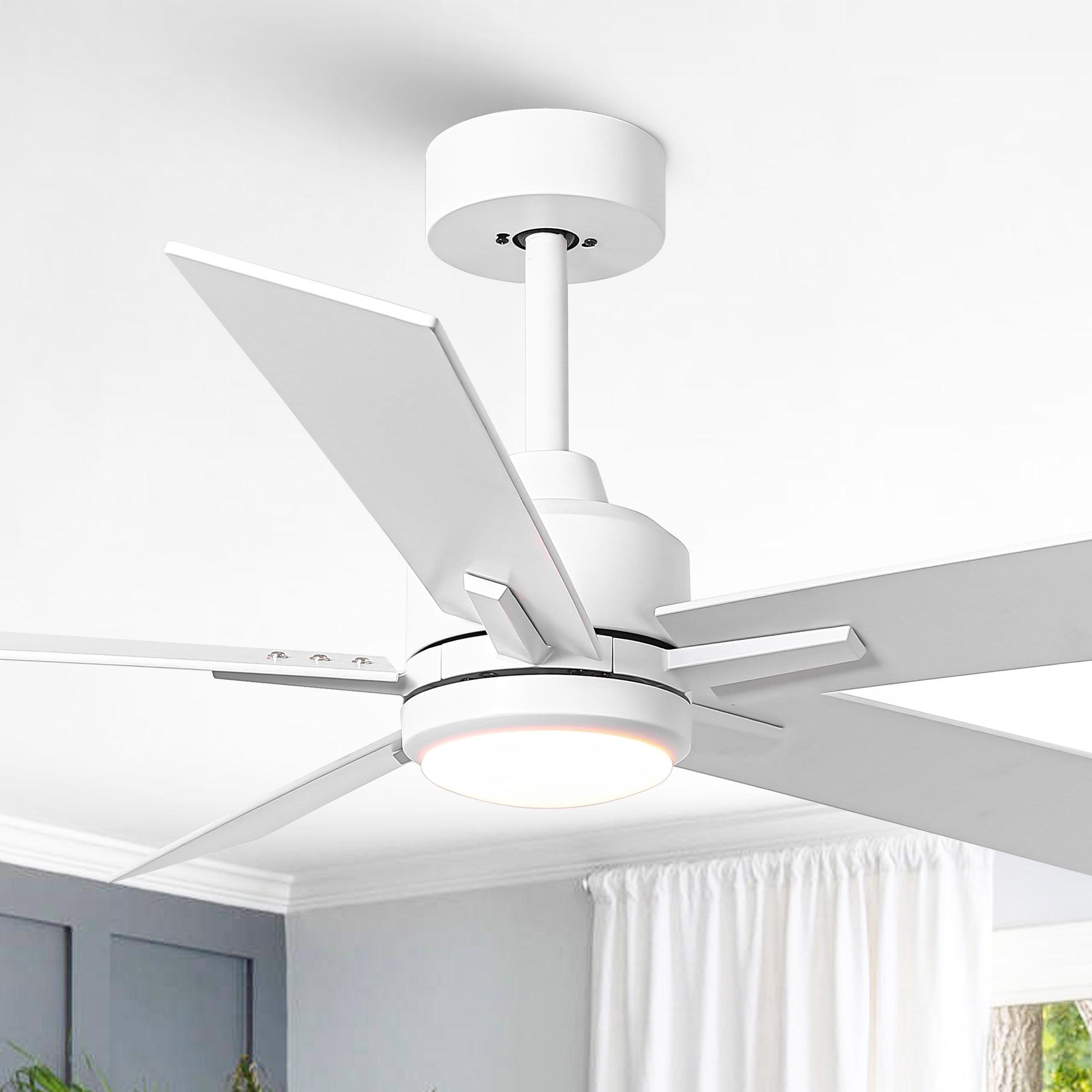 48 DC Motor 5-Blade Modern Ceiling Fan with Downrod Mount - Perfect for Living Room, Bedroom, and Office Cooling