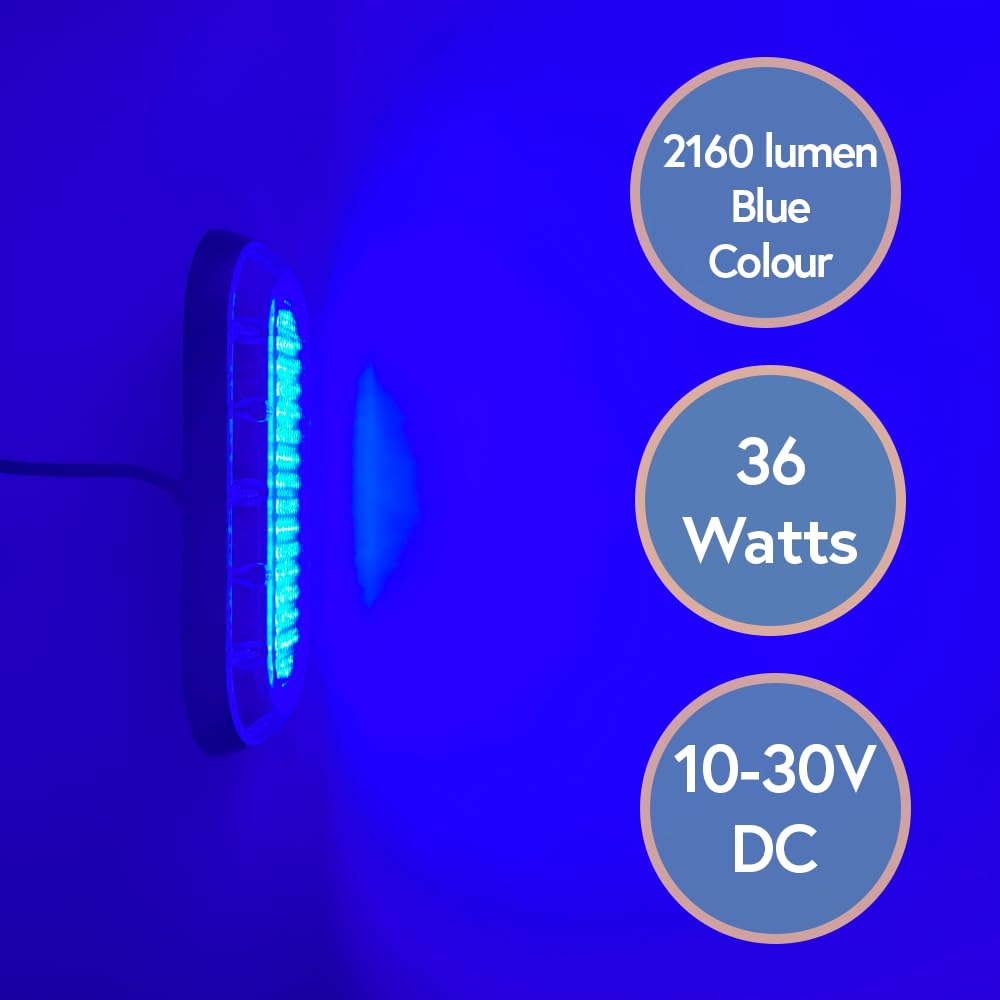 36W 10-30V DC Waterproof LED Underwater Boat Lights - Blue, Green, White Color Options - Surface Mount for Boats, Yachts, Sailboats & Pontoon - Perfect for Night Fishing, Docking & Underwater Illumination