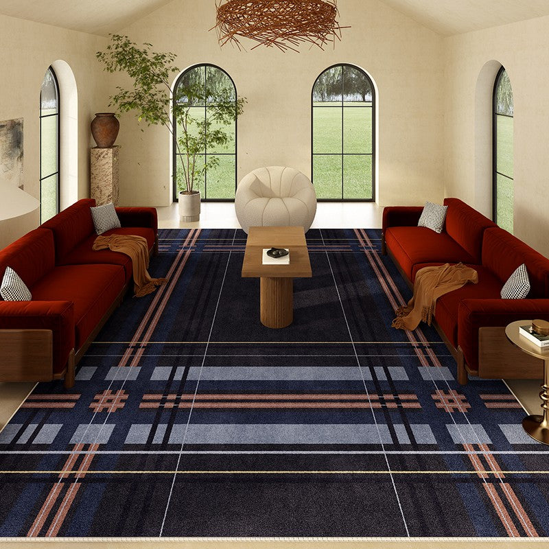 Abstract Blue Contemporary Modern Area Rug - Geometric Design for Living Room, Dining Room & Bedroom - Soft Non-Slip Large Floor Mat for Home Decor & Interior Design