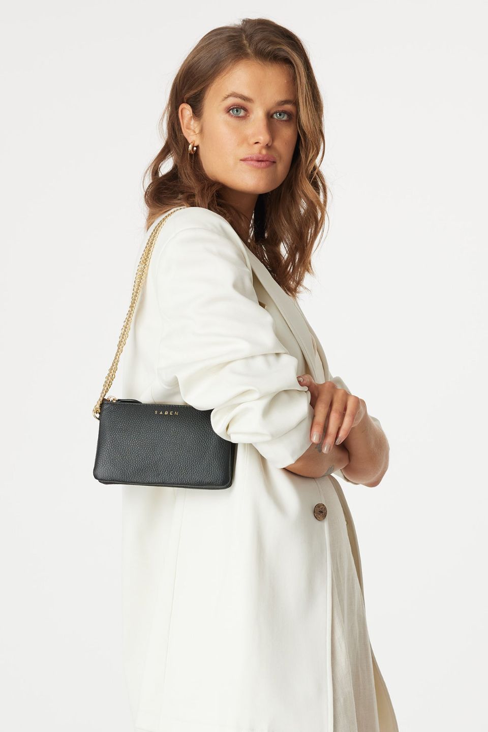 Stylish Lily Crossbody Black Leather Bag with Adjustable Chain Strap - Perfect for Everyday Use, Travel & Evening Out