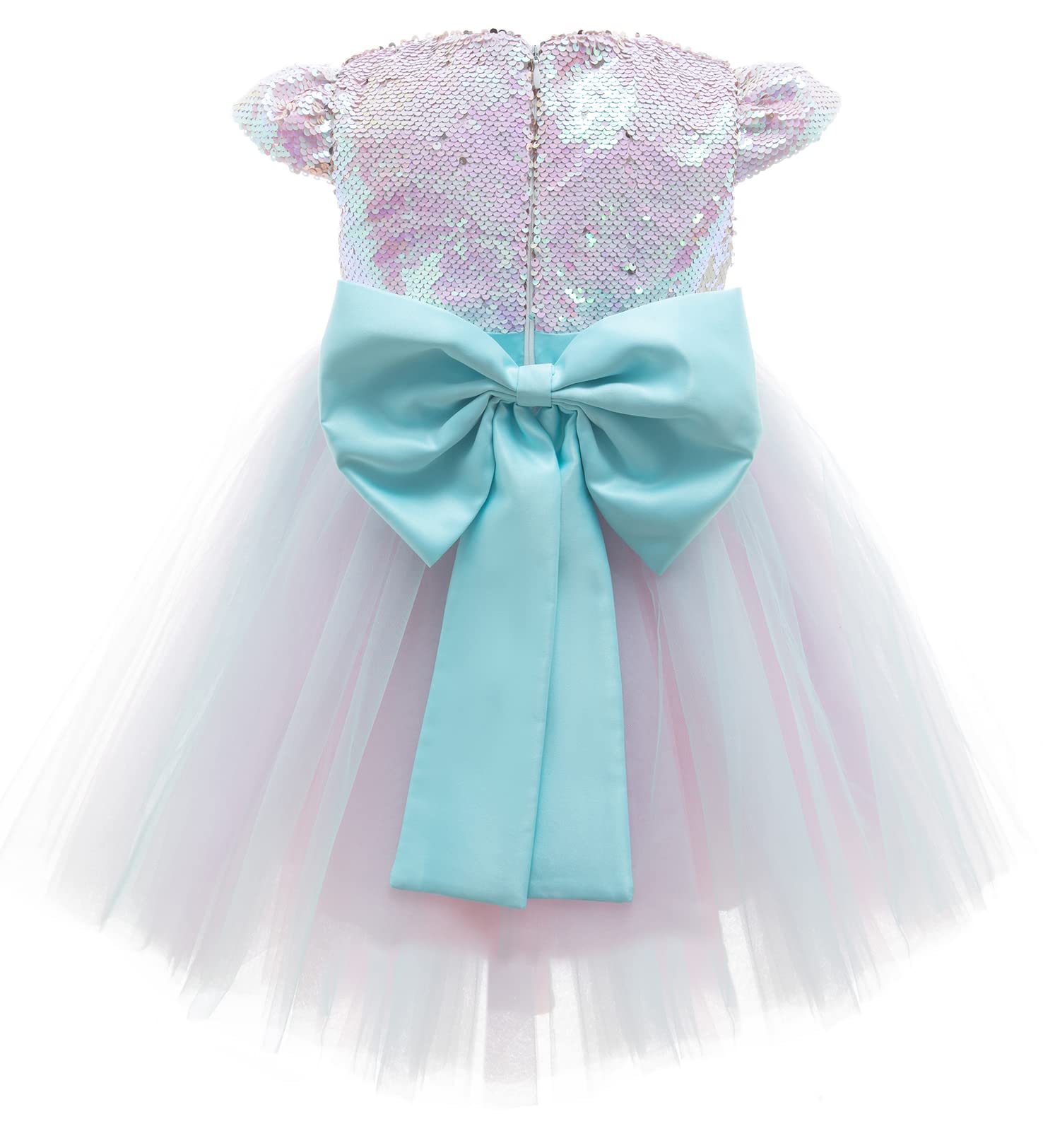 ALLOVIN Sparkly Sequins Flower Girl Dress for Birthday Party, Wedding & Formal Events – Elegant Cap Sleeve Ball Gown for Little Girls
