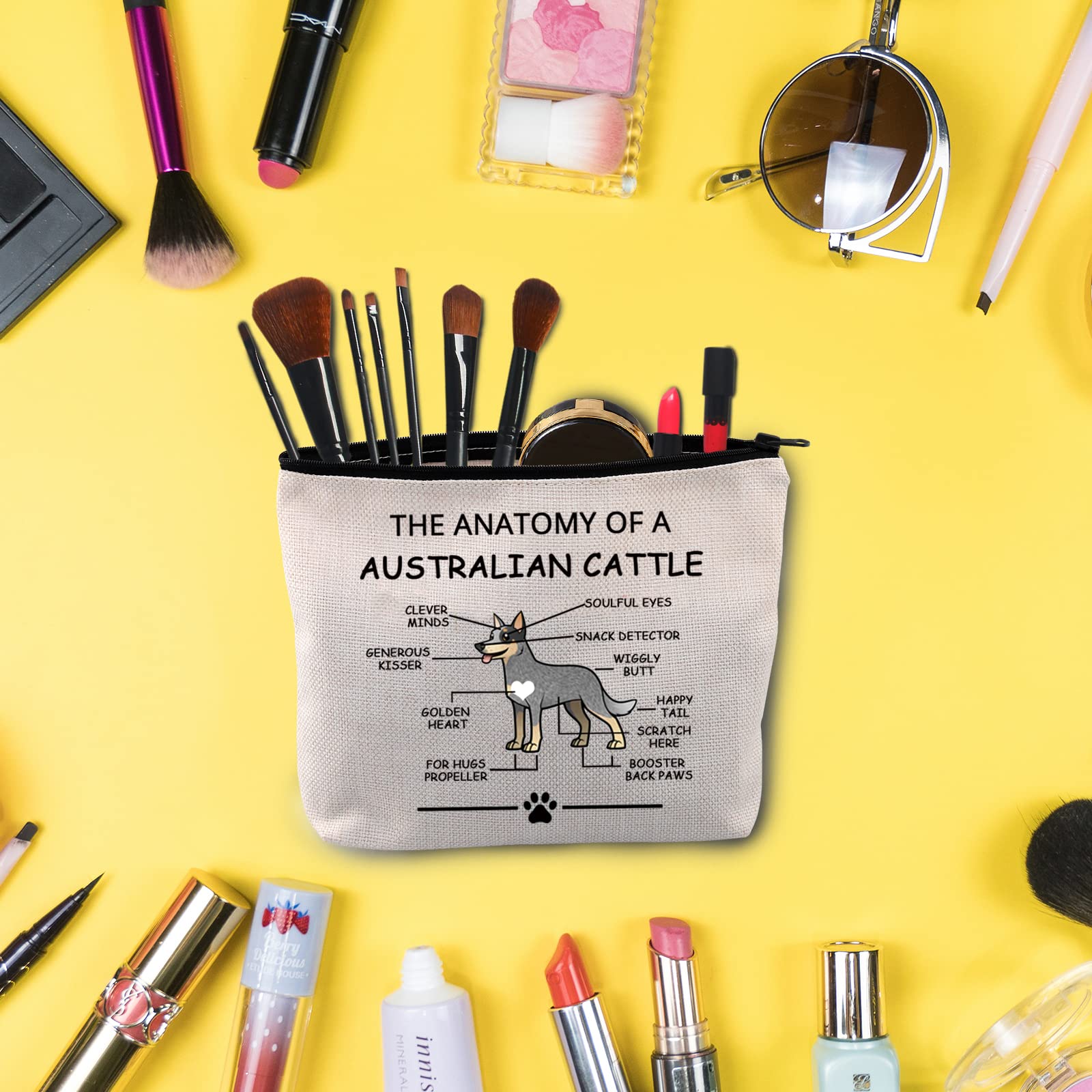 Funny Australian Cattle Dog Lover Gift - Anatomy of an Australian Cattle Dog Cosmetic Bag for Vet Moms, Travel Toiletry Pouch | Perfect for Dog Show Enthusiasts, Veterinary Professionals & Cattle Dog Owners
