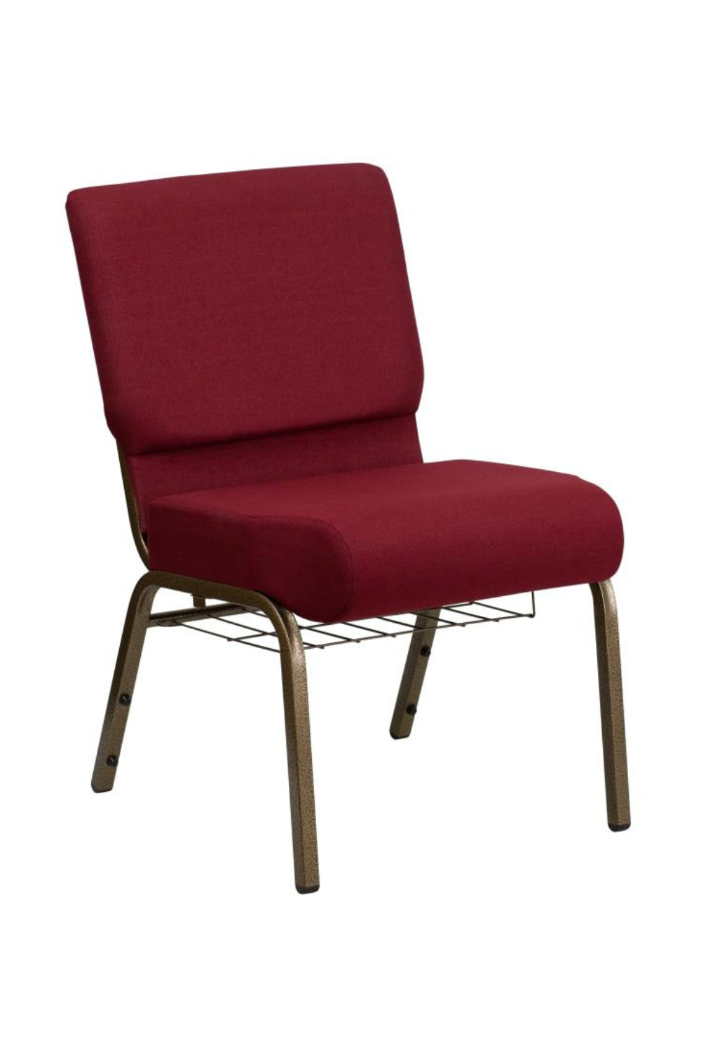 FLASH HERCULES Series 21''W Church Chair with Book Rack - Beige Fabric & Copper Vein Frame - Perfect for Churches, Chapels, and Event Venues
