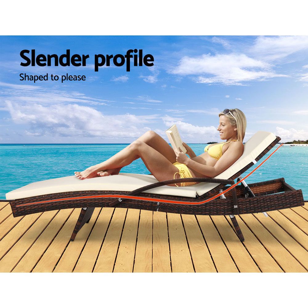 Gardeon 2-Piece Outdoor Sun Lounger Set - Rattan Wicker Patio Daybed for Poolside, Beach & Garden Relaxation